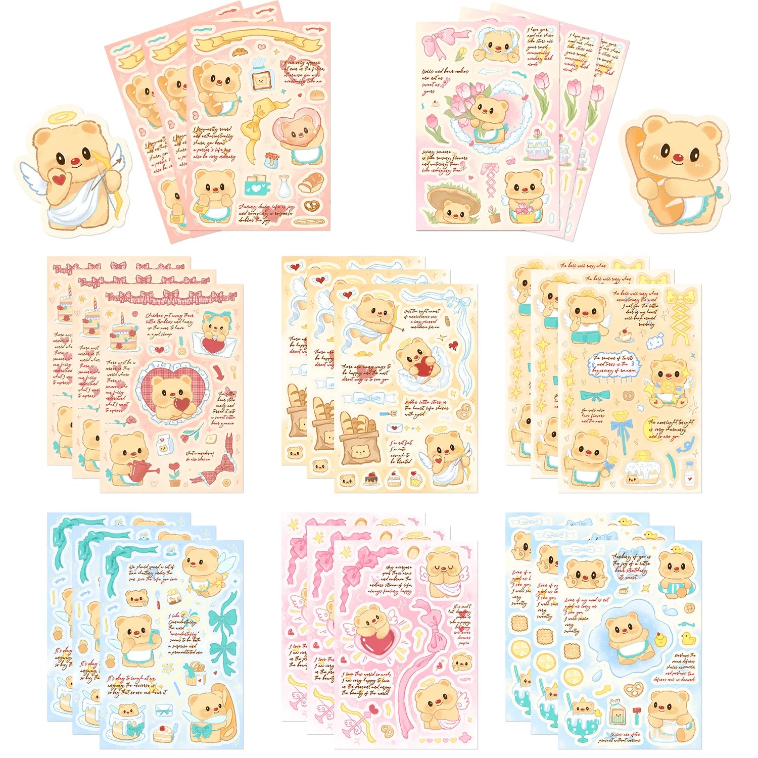 8PCS Butter Bear Cute and Fun Graffiti Stickers Toy DIY Manual Luggage Motorcycle Laptop Luggage Stickers