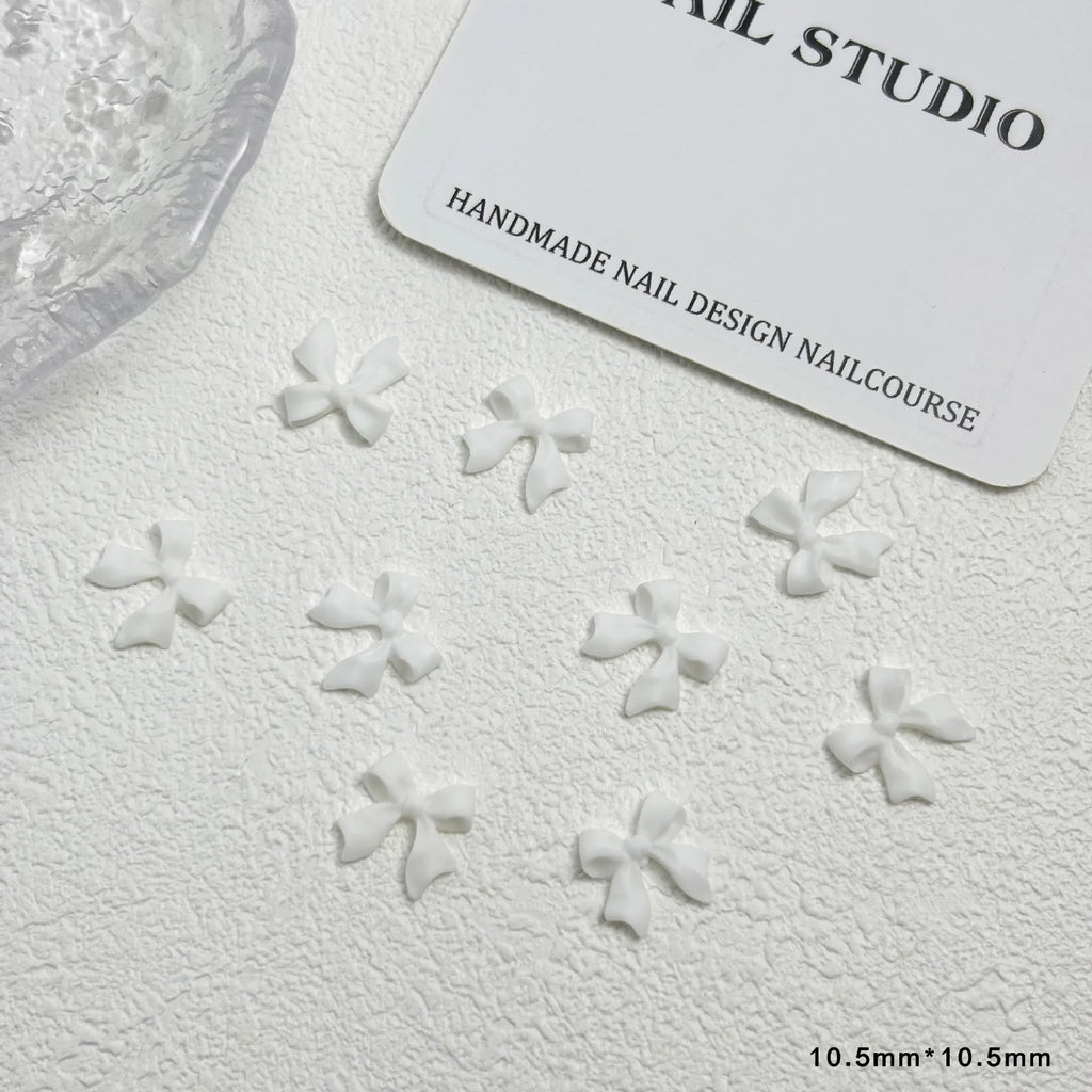 20pc Exqusitive Bows Nail Resin Charms Mini Bow Nail Art Accessories Bow Black White Rice White Bow Tie Nails Decoration Diamond