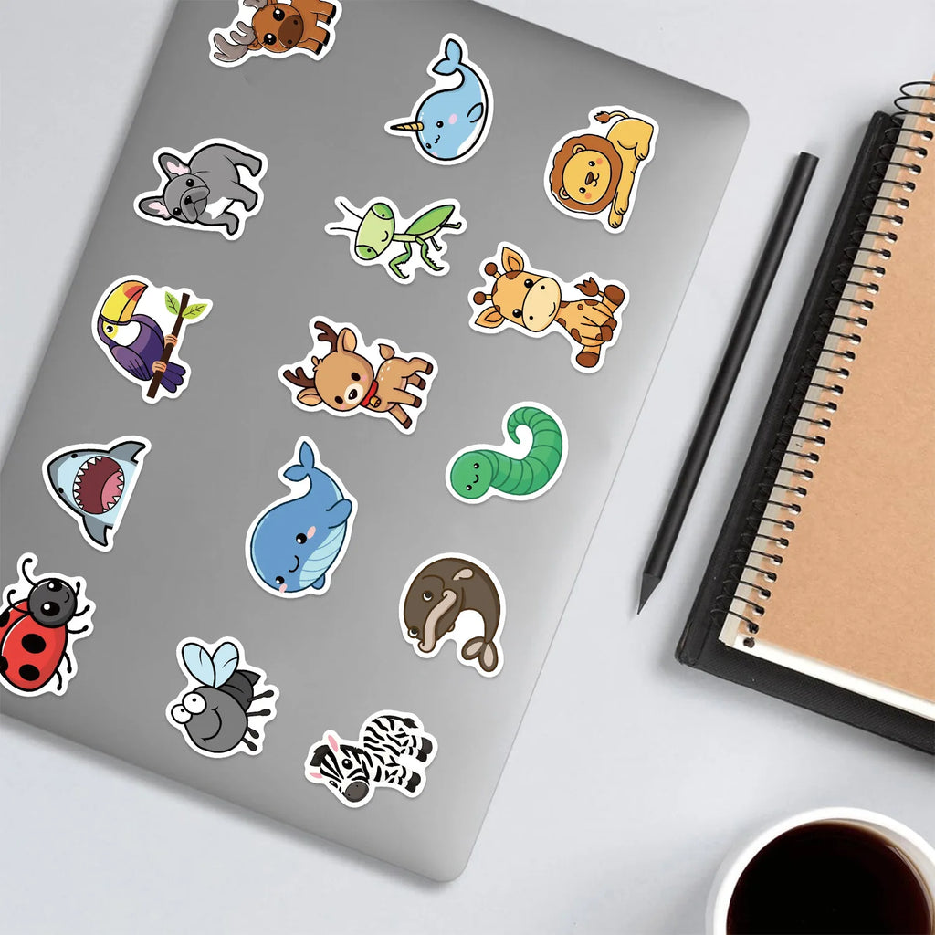 100PCS Cute Cartoon Animal Graffiti Stickers DIY Decoration Guitar Notebook Luggage DIY Waterproof Children Stationery Reward