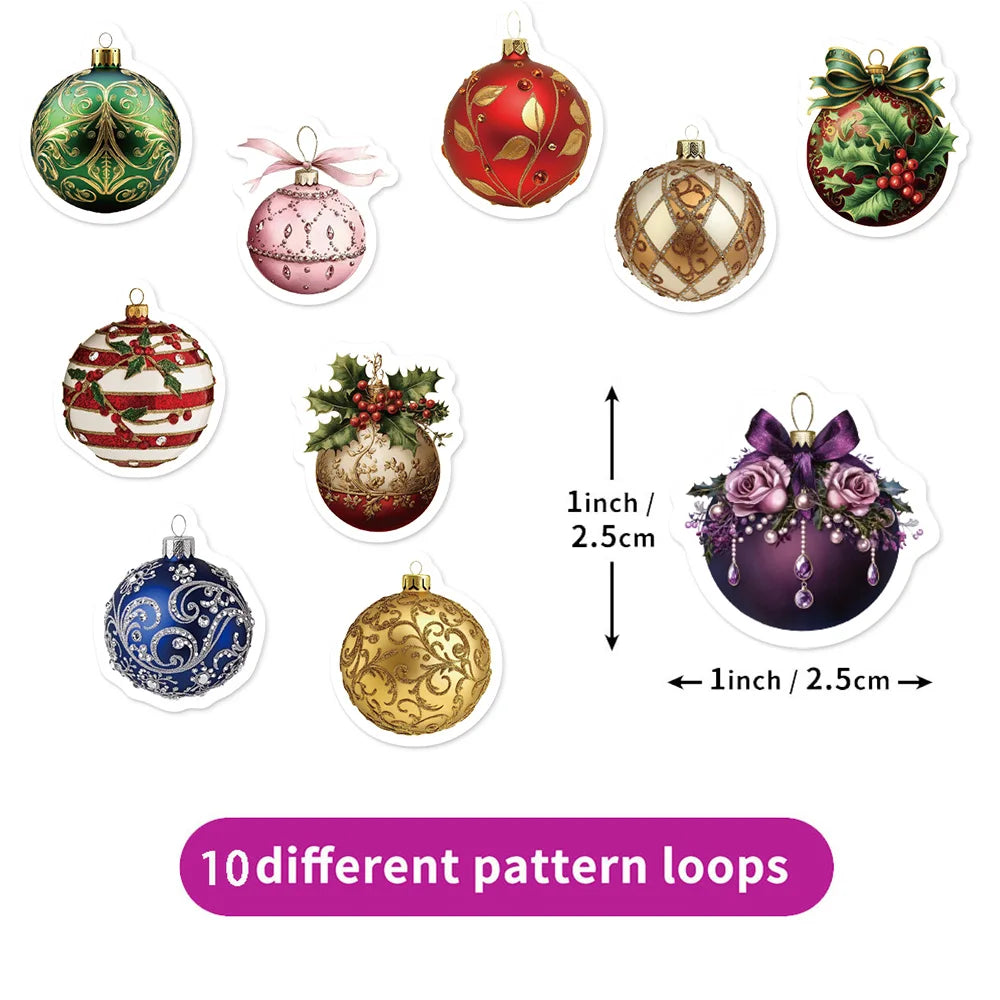 500PCS Cartoon Christmas Ball Decoration Small Pattern Roll DIY Luggage Water Cup Handmade Scrapbook Christmas Reward Stickers