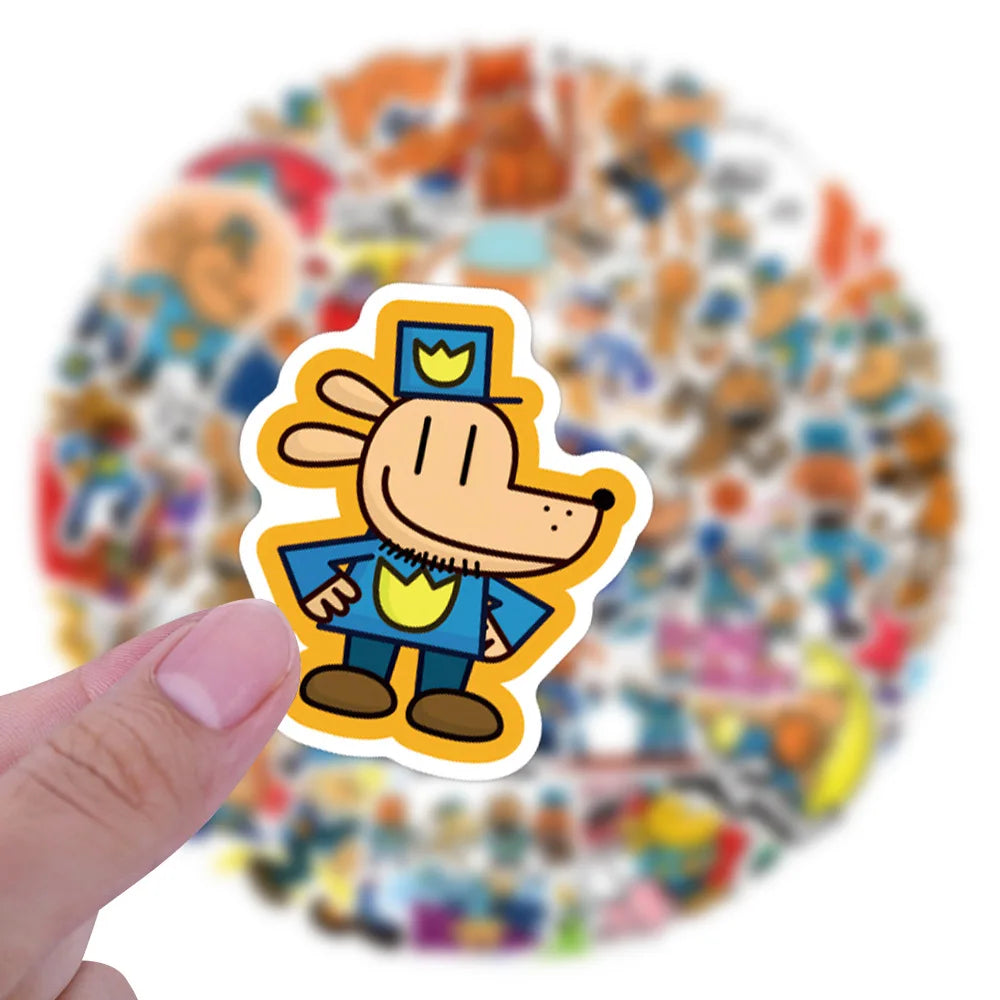 55PCS Cartoon Dog Man Detective Dog Cartoon Graffiti Stickers Luggage Bottle Helmet Stationary Stickers