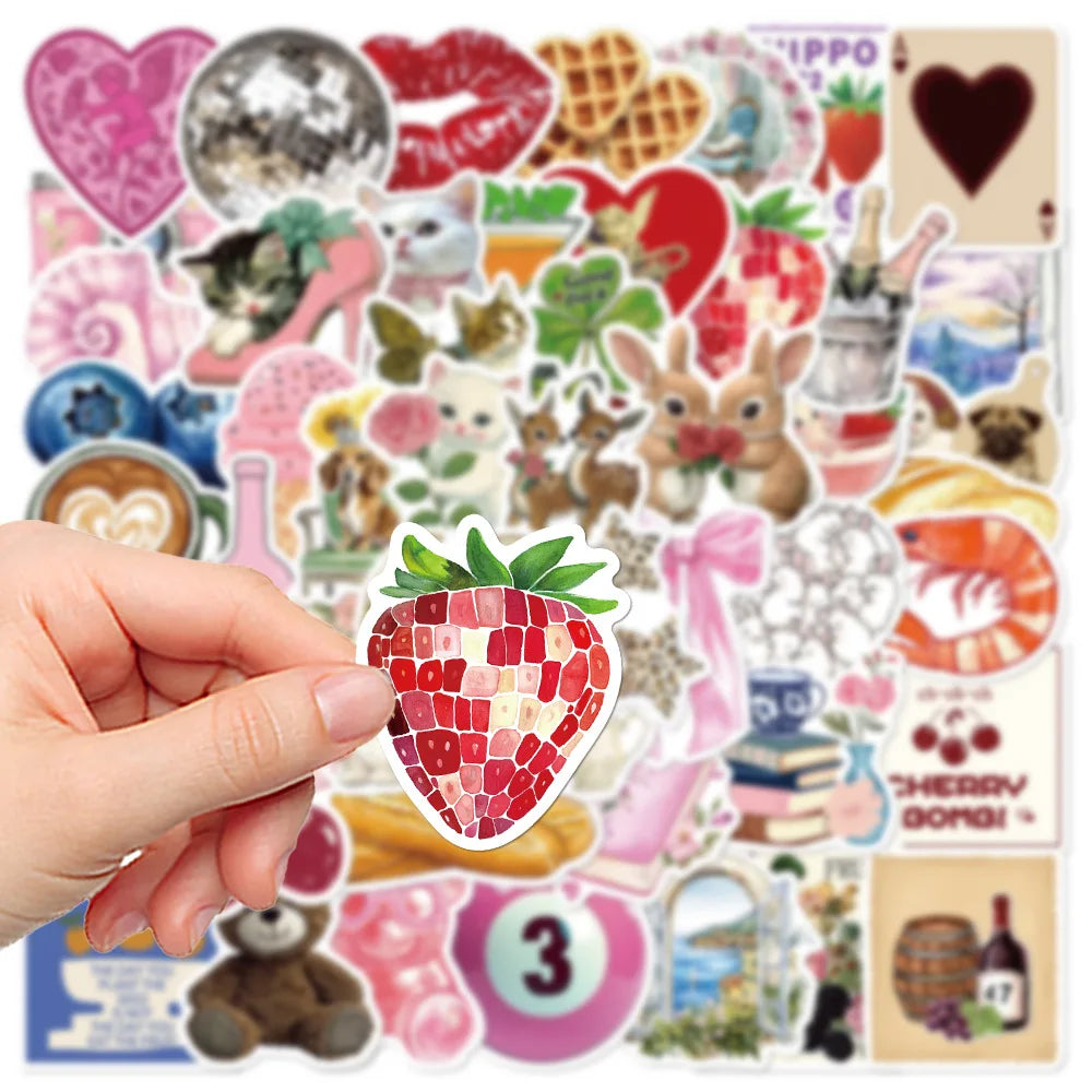 50PCS Aesthetic Pinterest Sticker Decoration Fashion Harajuku Laptop Luggage Creative Wall Bar Decor Streetwear Creative Sticker