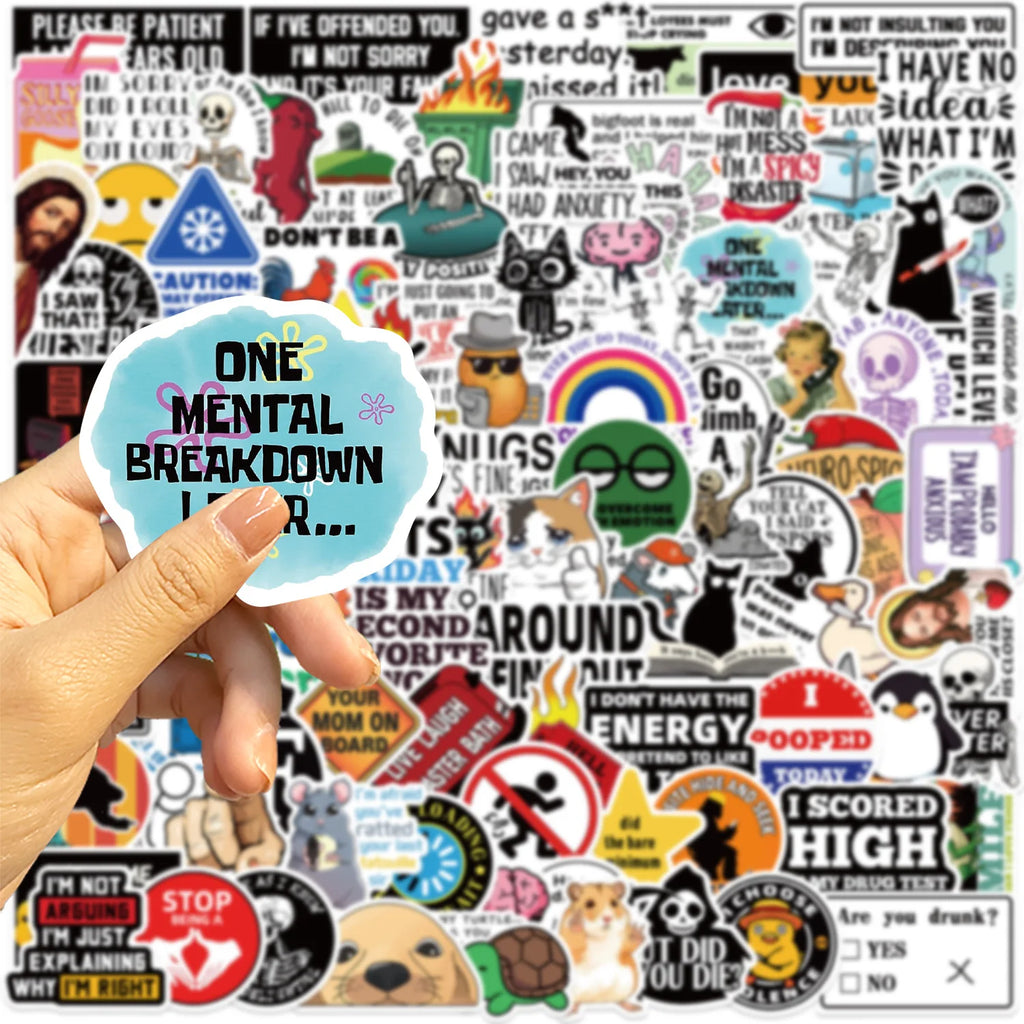 100Pcs Fun Prank Meme Stickers Decorate Guitar Notebook Luggage DIY Waterproof Children Stationary Stickers