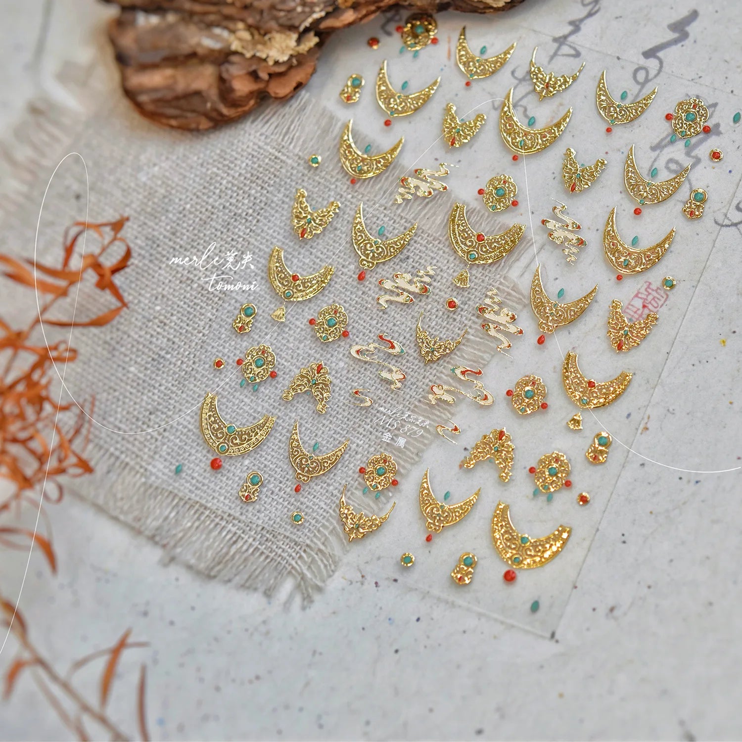 Chic Gold Auspicious Clouds Totem Nail Arts Stickers Self Adhesive Nail Decorations Stickers DIY Luxury Manicure Design Decals