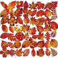 56PCS Red Leaf PET Sticky Sticker Aesthetic Tear Open DIY Decoration Scrapbooking School Stationery Supplies for Kids