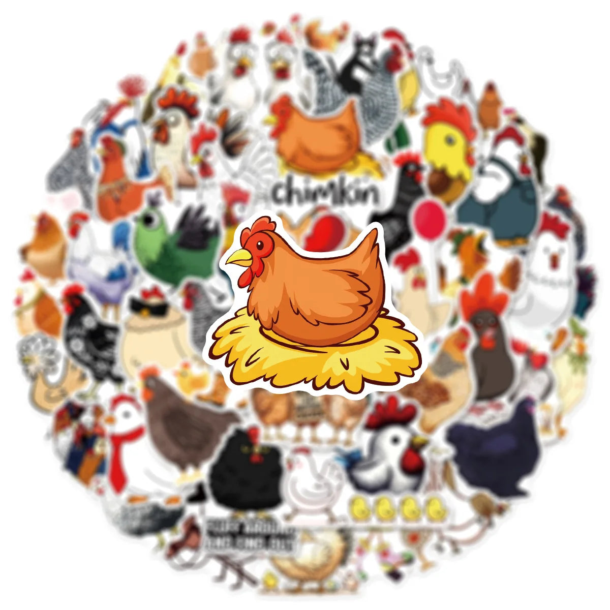 50/100 Pcs Cartoon Funny Hen Rooster No Repeat Doodle Stickers DIY Game for Stationery Box File Holder Phone Vinyl Decals