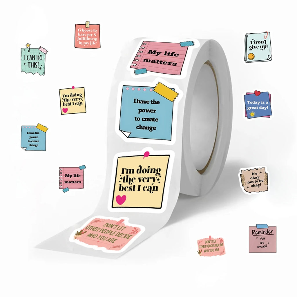 500pcs Self Affirmation Motivational Stickers For DIY Diary Scrapbooking Decoration,Envelopes Seals，2.5*2.5CM