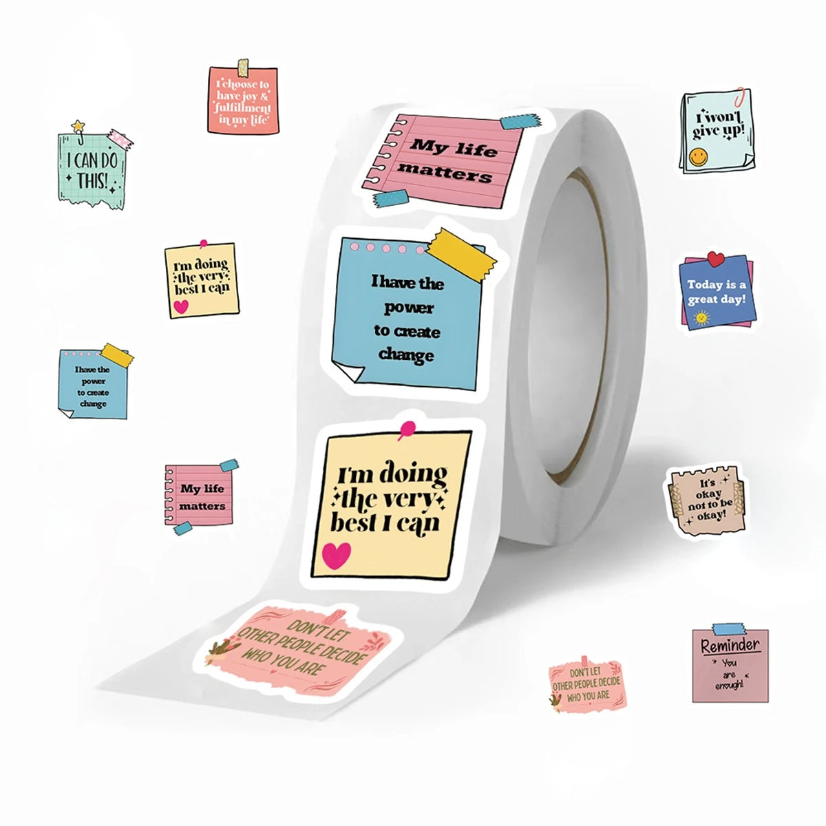 500pcs Self Affirmation Motivational Stickers For DIY Diary Scrapbooking Decoration,Envelopes Seals，2.5*2.5CM
