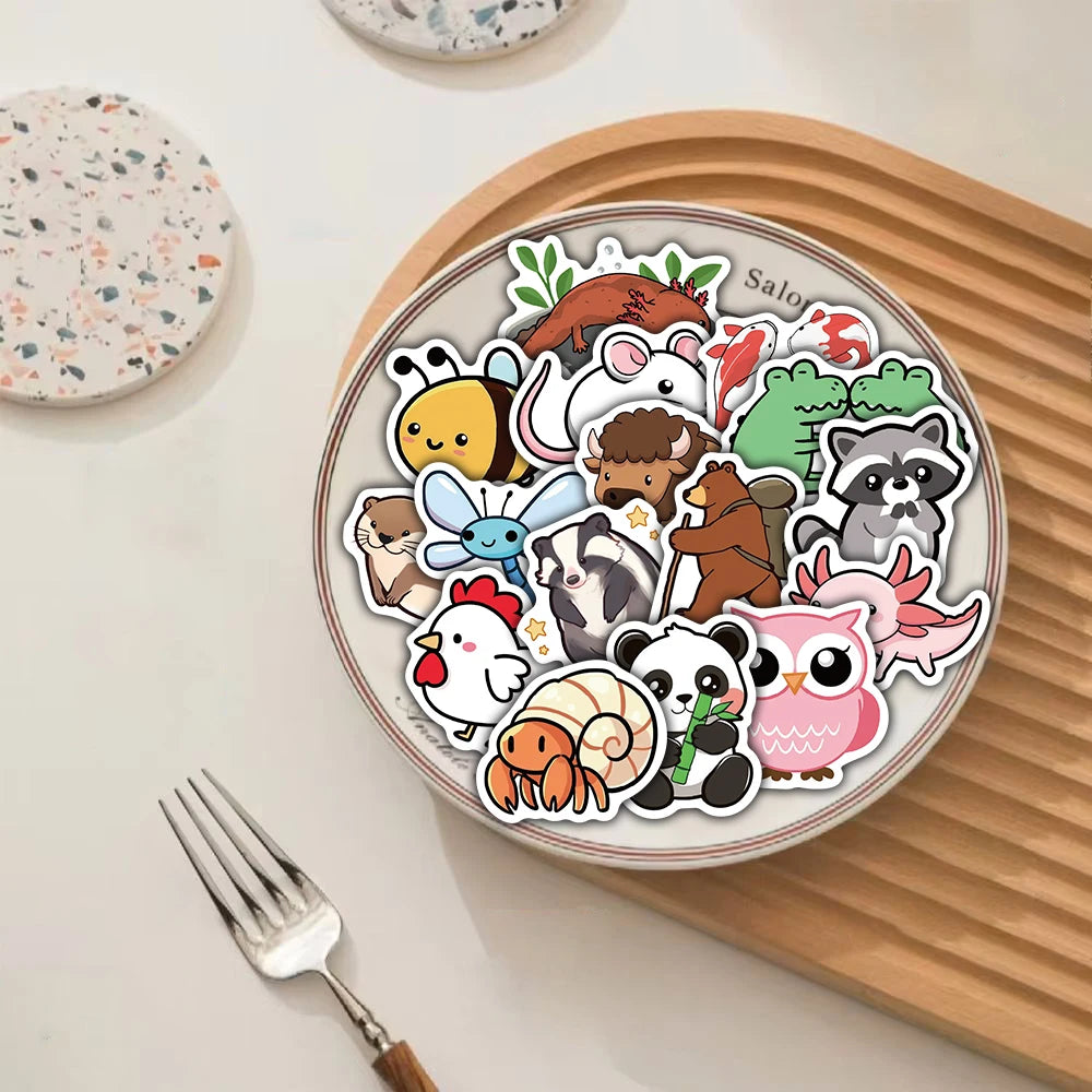 100/200PCS Animal 2 Sticker Notebook Retro Cartoon Guitar Laptop Suitcase Luggage Notebook More Waterproof Landscape Sticker ﻿