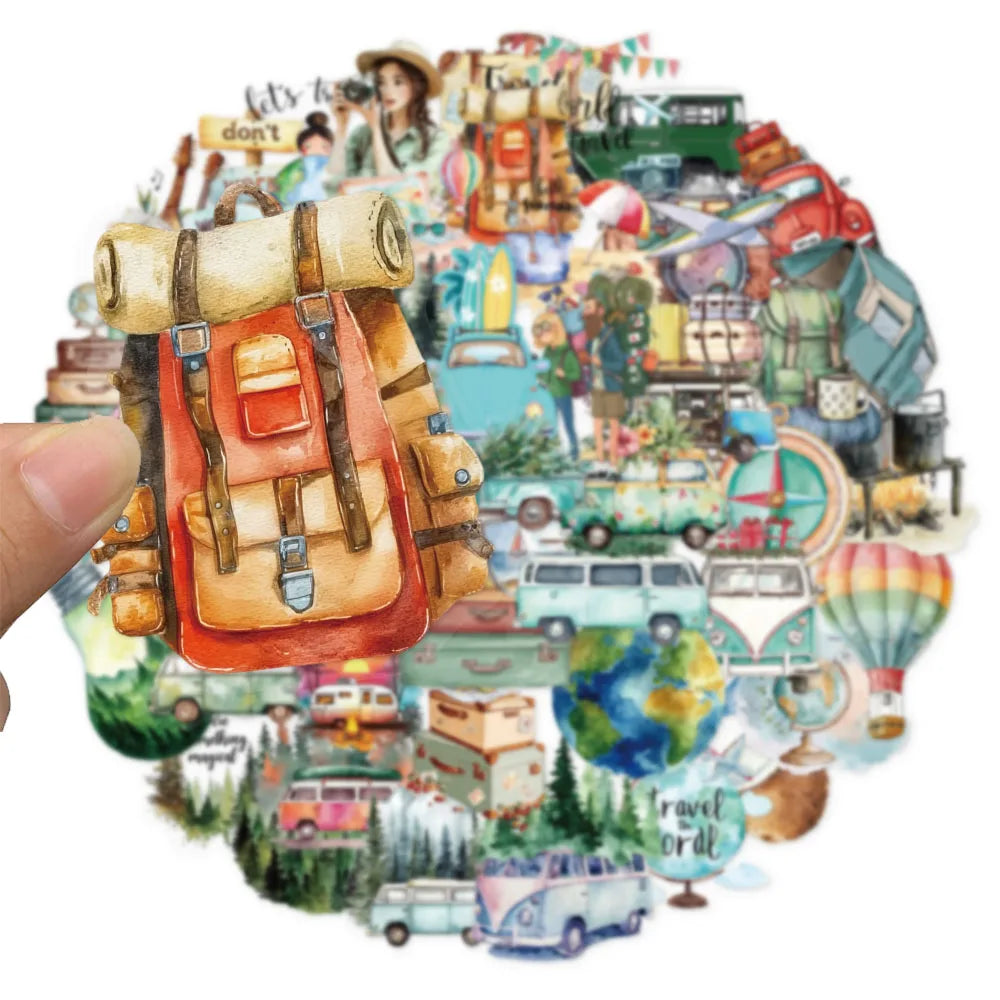 50PCS Simple Outdoor Travel Series Landscape PET Stickers DIY Phone Case Laptop Tablet Toy Stickers