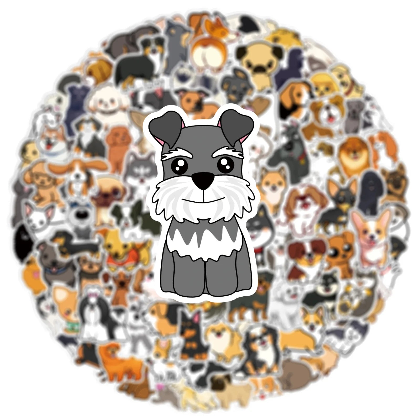 100 Pcs Small Size Cute Dog Graffiti Stickers, Water Cup Stationery Box DIY Decorative Waterproof Stickers