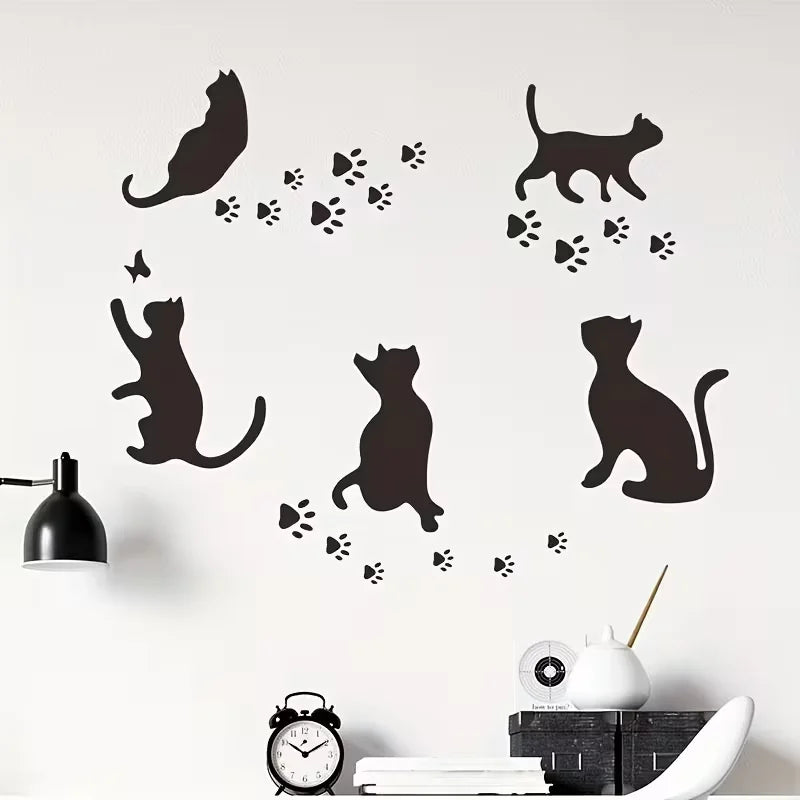 1pc Creative PVC Wall Sticker, Dog Food Slogan Dog Paw Print, Waterproof Self-Adhesive Wall Sticker For Bedroom, Entryway, Livin