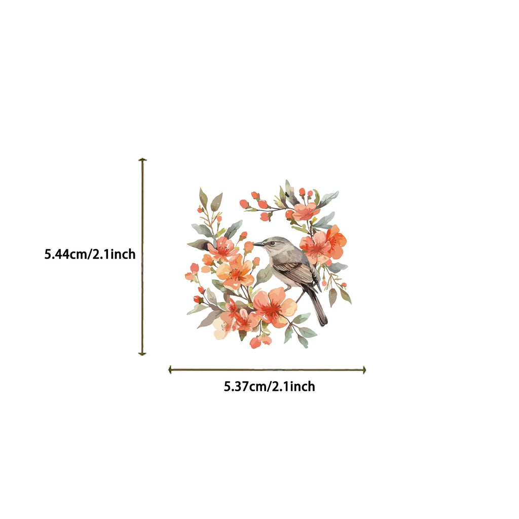 50Pcs Transparent Watercolor Bird Sticker Waterproof Transparent PET Decor Guitar Notebook Stationary Stickers