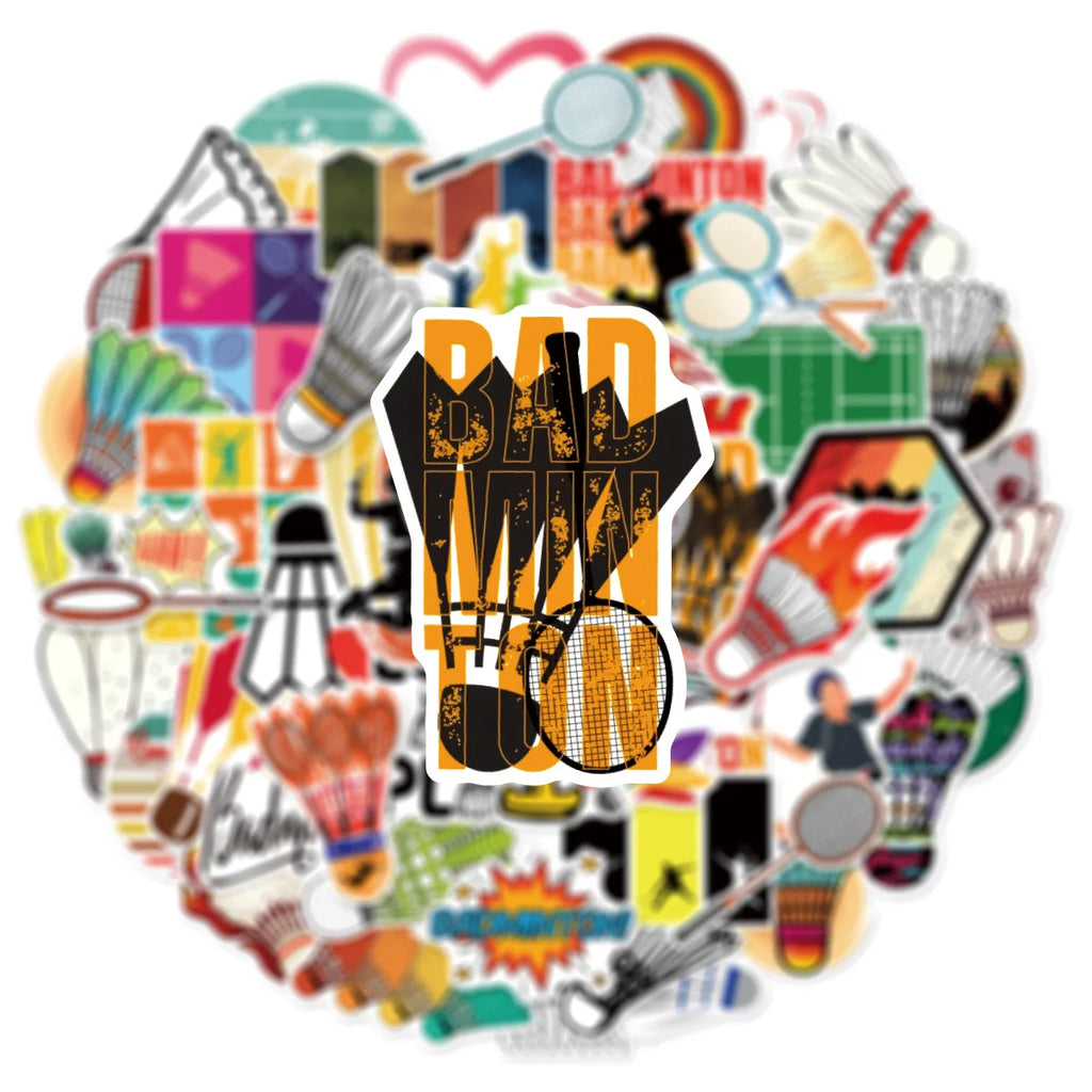 50PCS Sports Badminton Graffiti Stickers Helmet Luggage Phone Notebook Water Cup Waterproof Notebook Stationary Stickers