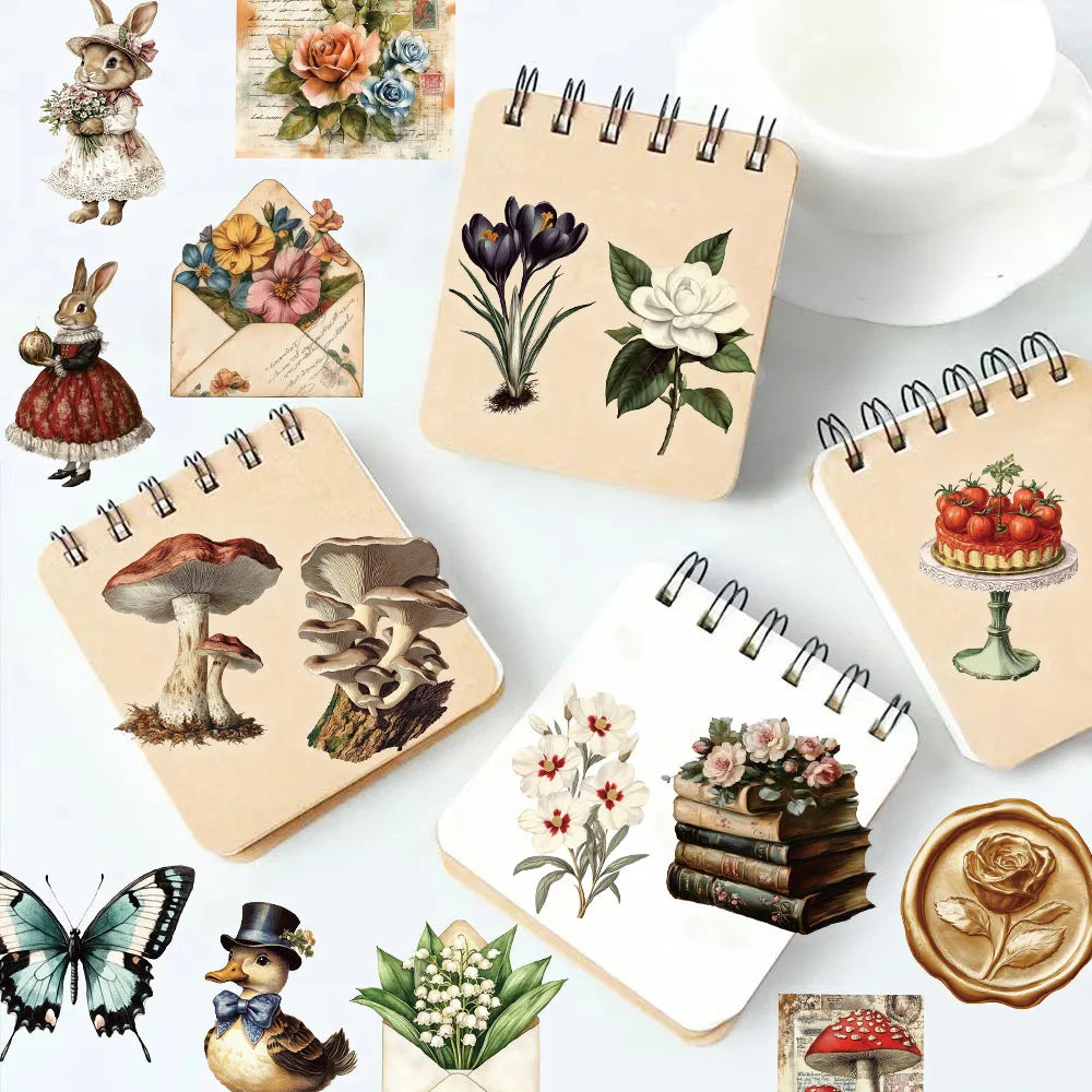 50PCS Retro Mushroom Fun Graffiti Stickers Handmade Account DIY Luggage Tablet PET Waterproof Toy Stickers
