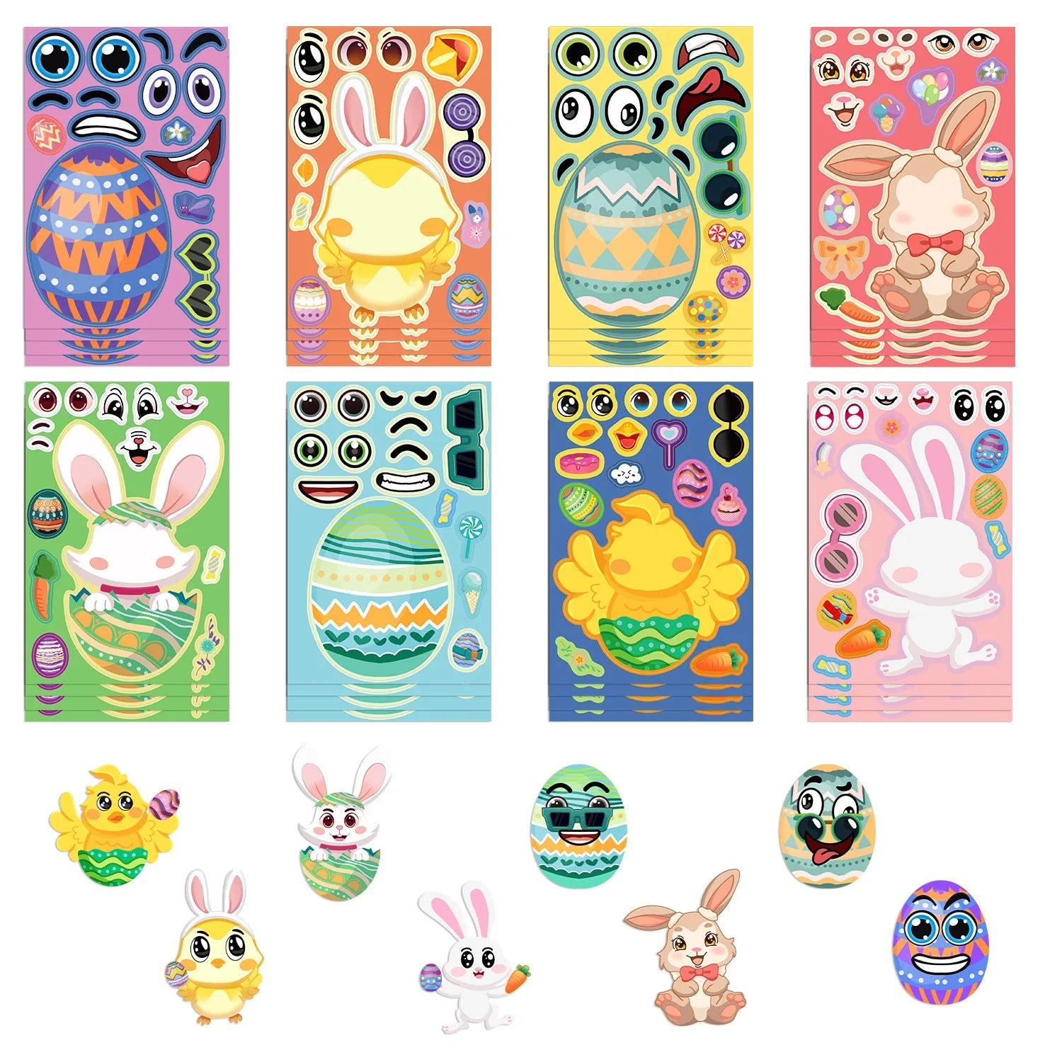 8/24PCS Cartoon Easter Stickers DIY Holiday Bookkeeping Card Cell Phone Decoration Stationary Stickers