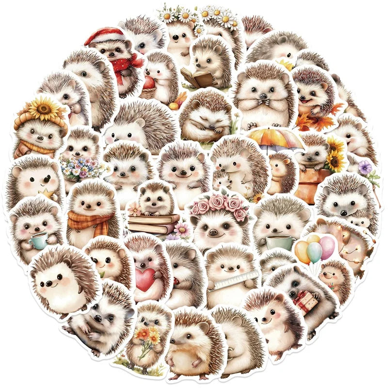 10/30/50PCS Kawaii Simple Hedgehog PVC Sticky Stickers Aesthetic DIY Colored Phone Laptop Luggage Skateboard Graffiti Decals
