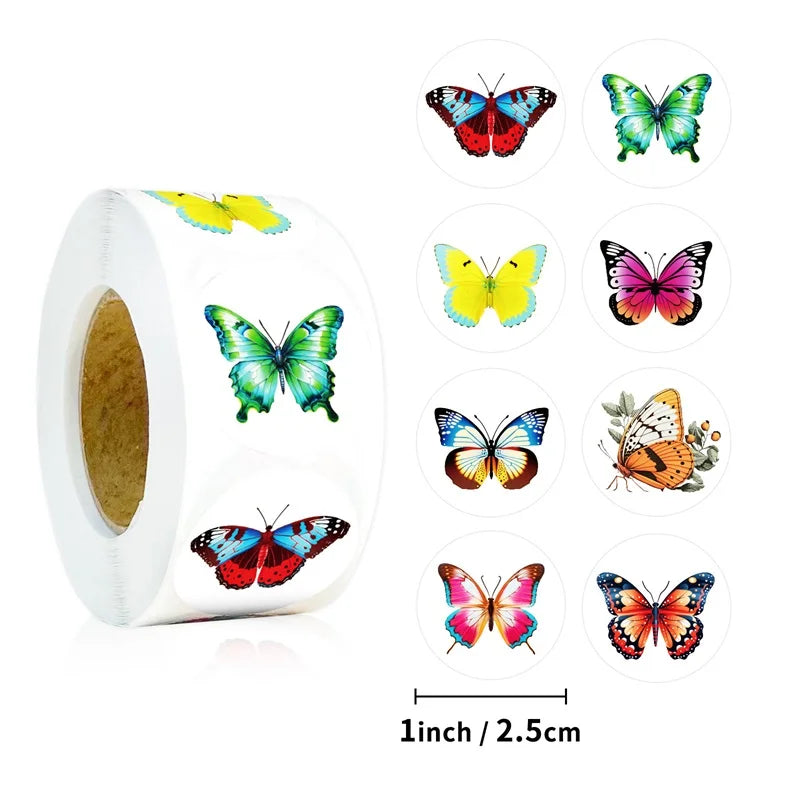 500PCS Cute Butterfly Sticky Paper Sticker Labels Thank You Sticker Sealing Stationery Supplies DIY Decoration Scrapbooking