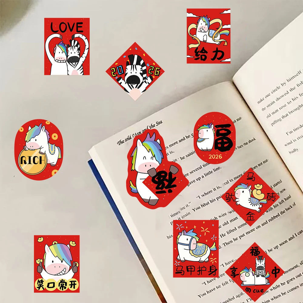 88PCS Horse Year Couplets Sticker Fashion Coffee Scrapbook Modern Suitcase Stationery Laptop Creativity Harajuku Sticker