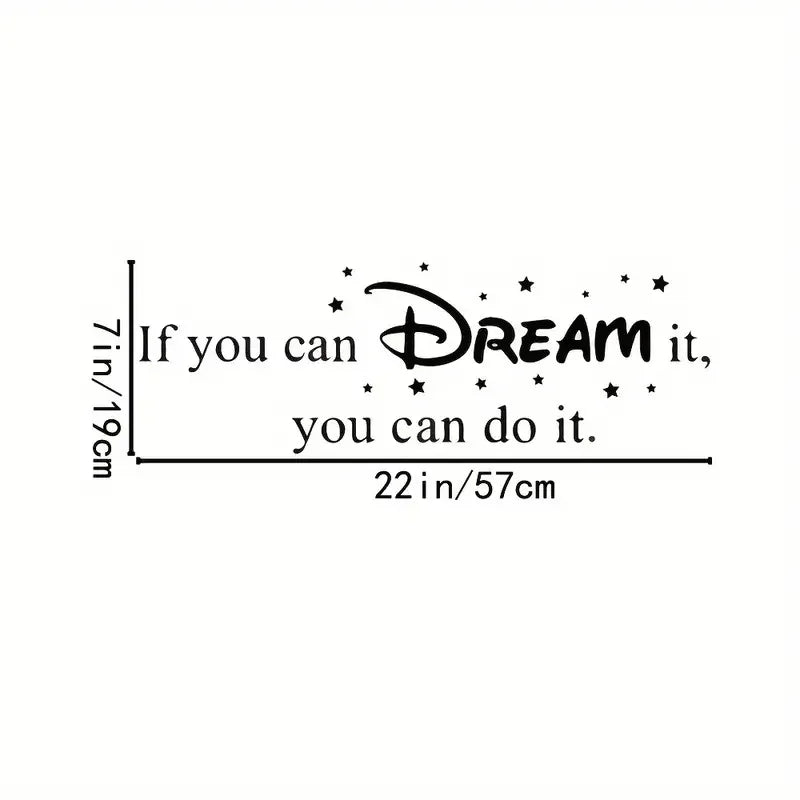 1pc Artistic Fonts Vinyl Wall Decal, "If You Can Dream It, You Can Do It" Quote Slogan Mural, Self-adhesive Decorative Wall Art