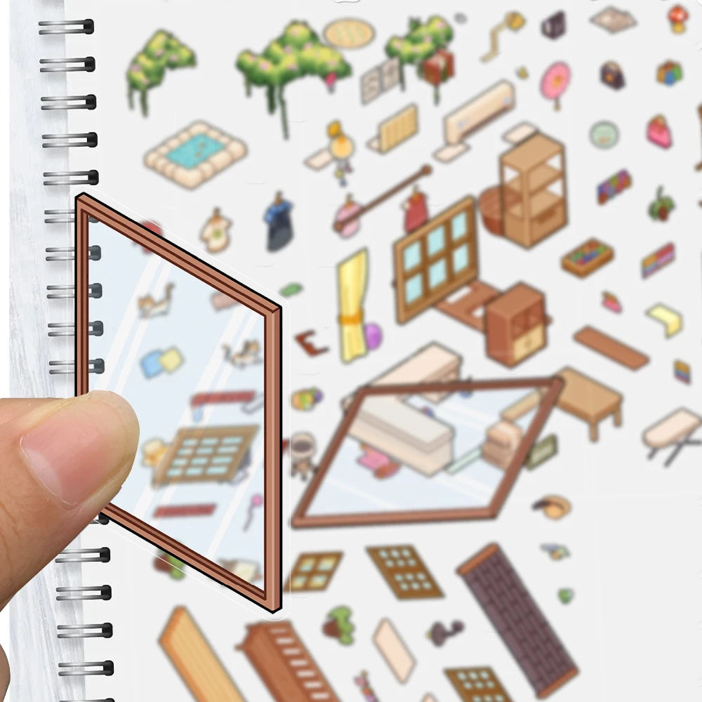 Studio 3D Landscaping Miniature Scene Sticker Harajuku Decompression Casual Scrapbook Personalized Modern Bedroom Stickers