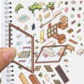 Studio 3D Landscaping Miniature Scene Sticker Harajuku Decompression Casual Scrapbook Personalized Modern Bedroom Stickers
