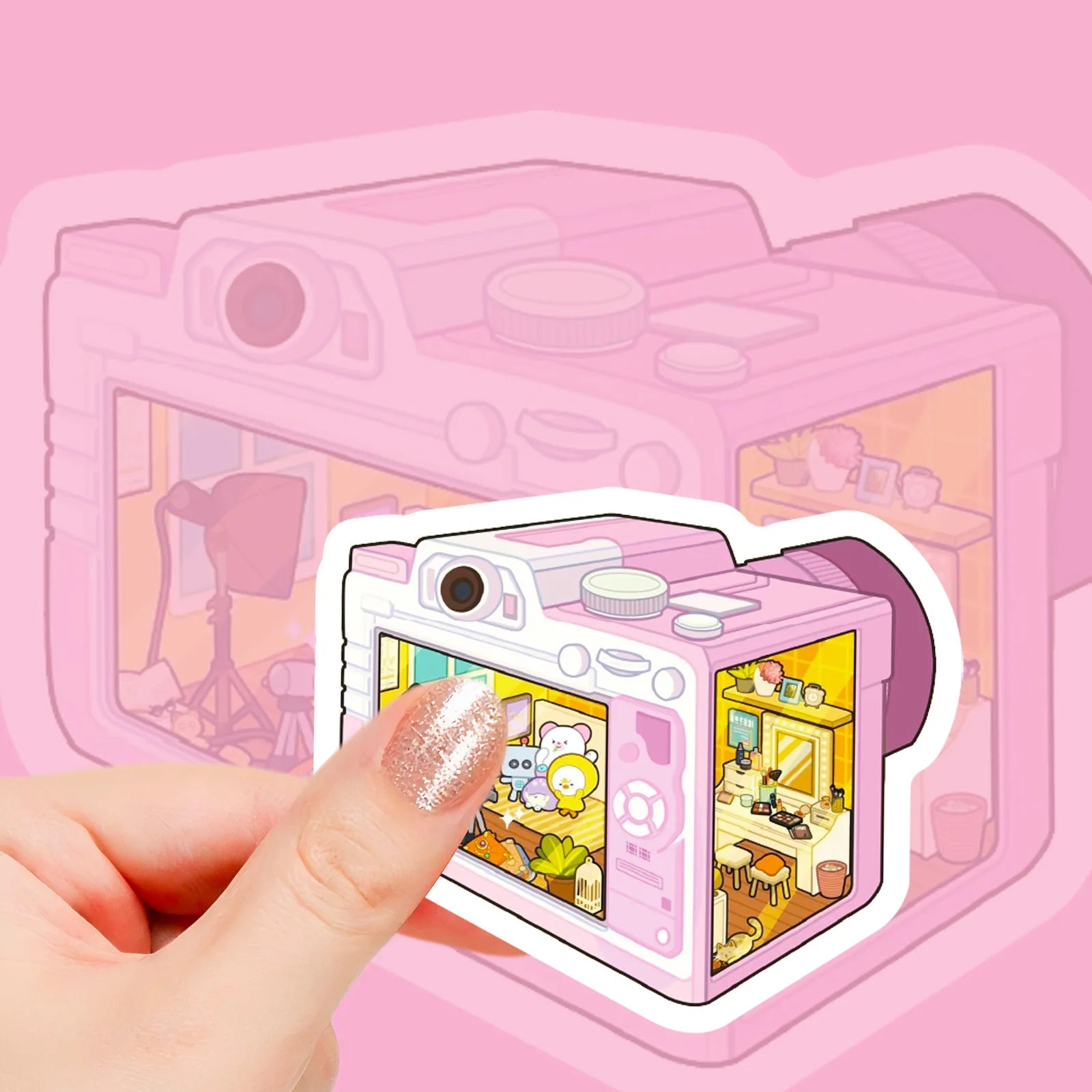 56PCS Cute 3D Scene Stickers, Office School Supplies Children Notebook Stationery Suitcase Waterproof Art Sticker