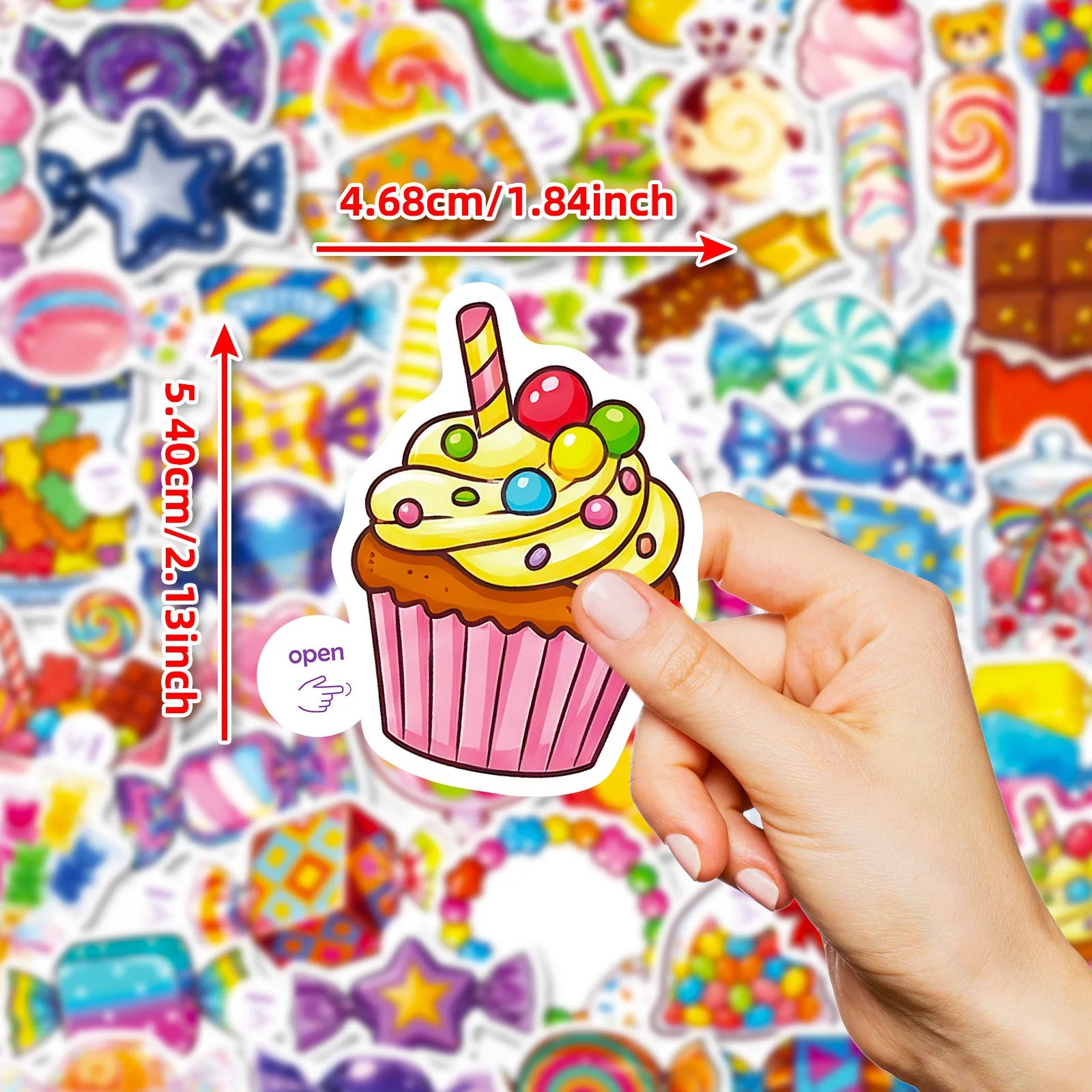 50-Pack Cartoon Colored Candy Stick Stickers Notebooks Luggage Fridges Helmets Storage Boxes Stationery Waterproof Stickers