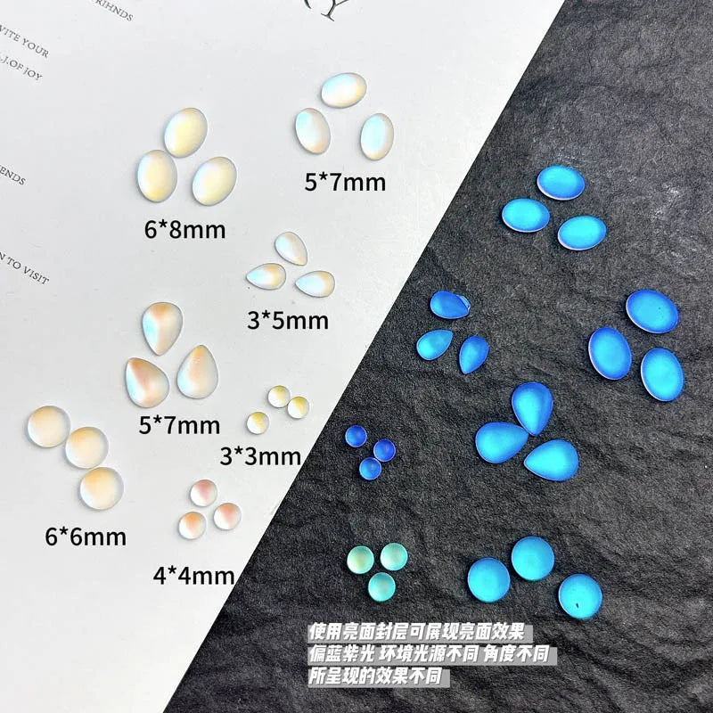 New Matte Frosted Blue Tears Nail Art Charms Oval Water Drop Diamond Nail 3D Decorations  7Styles Nail Art Accessories DIY Parts