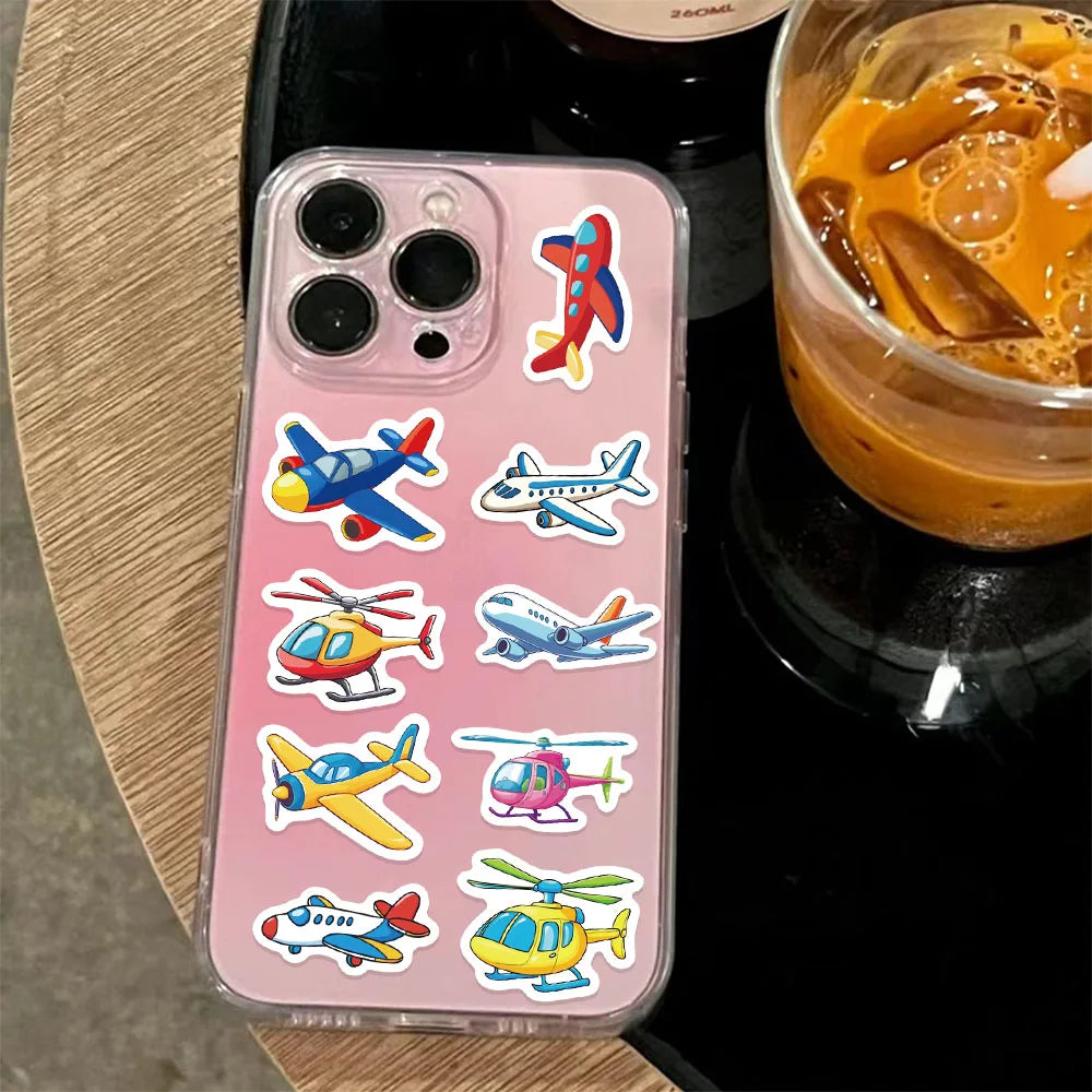 500PCS Cartoon Airplane Stickers Small Pattern Decoration DIY Pack Tablet Skateboard Water Cup Reward Toy Stickers