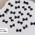 New Ribbon Bow Nail Art Accessories Black Dot Butterfly Bow Kont Bow Tie Nail Charms Flatback Resin Nail Rhinestones Decorations