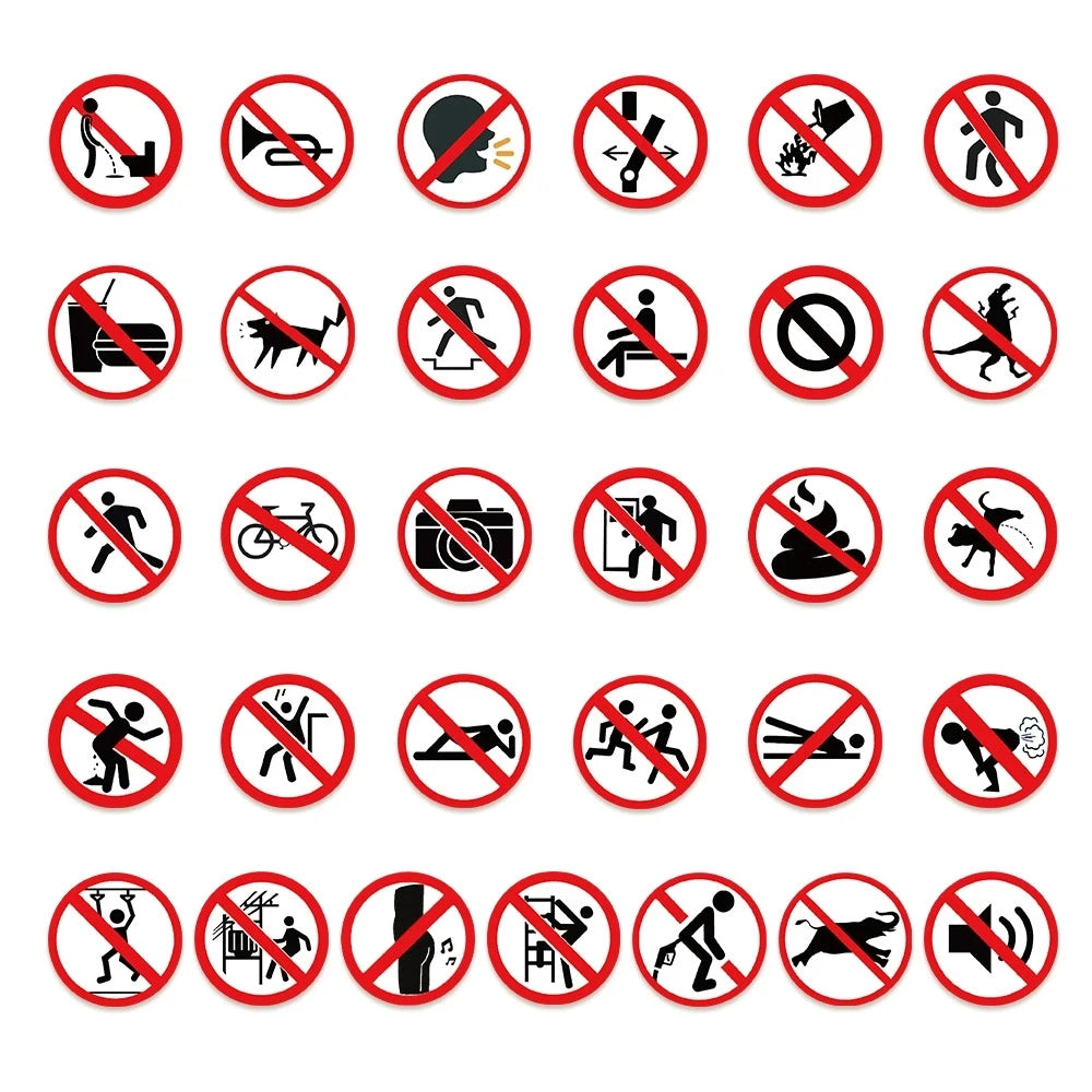 120PCS Funny No Sign Stickers Luggage Notebook Guitar Skateboard Waterproof PVC Stationery Stickers for Children Teens Adults