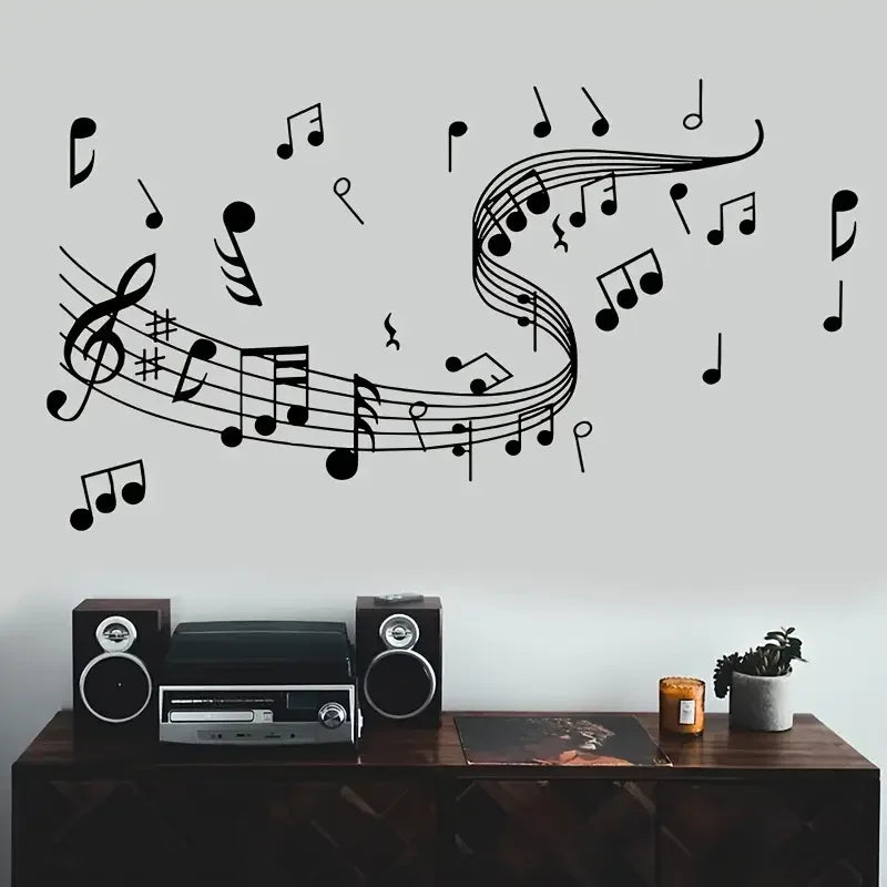 Wonderful And Romantic Music Notes Wall Stickers Made of Self-Adhesive Vinyl, Suitable for Decorating Bedrooms, Living Rooms, Ca