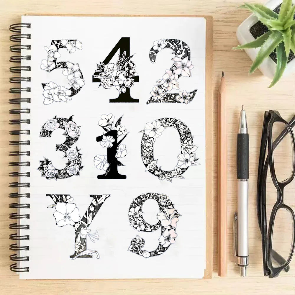 50PCS Cartoon Letter and Number Decorative Stickers, Computer Scrapbook, Refrigerator Phone Case Decorative Stickers