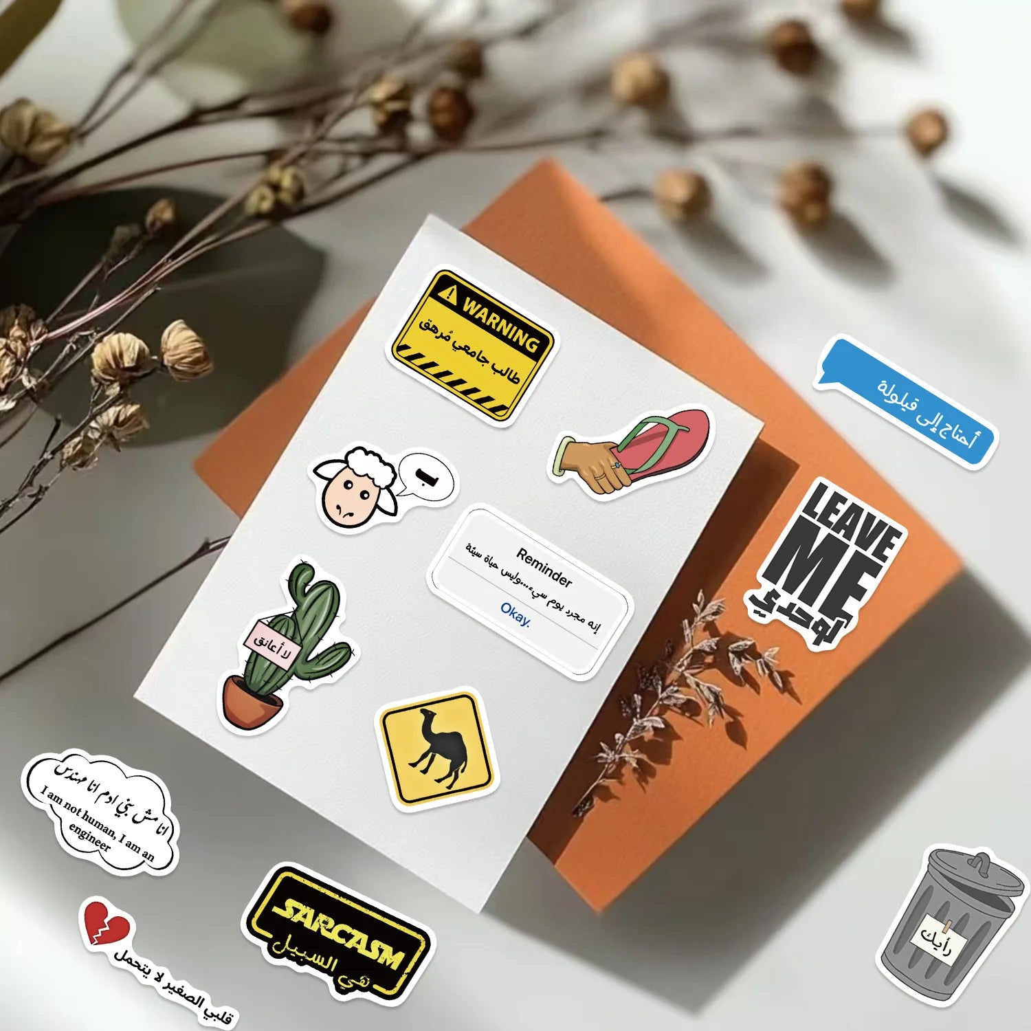 57/114 Pcs Cartoon Arabic Text Fun Doodle Stickers for Guitar Notebook Suitcase File Holder DIY Material Fade Resistant Decals