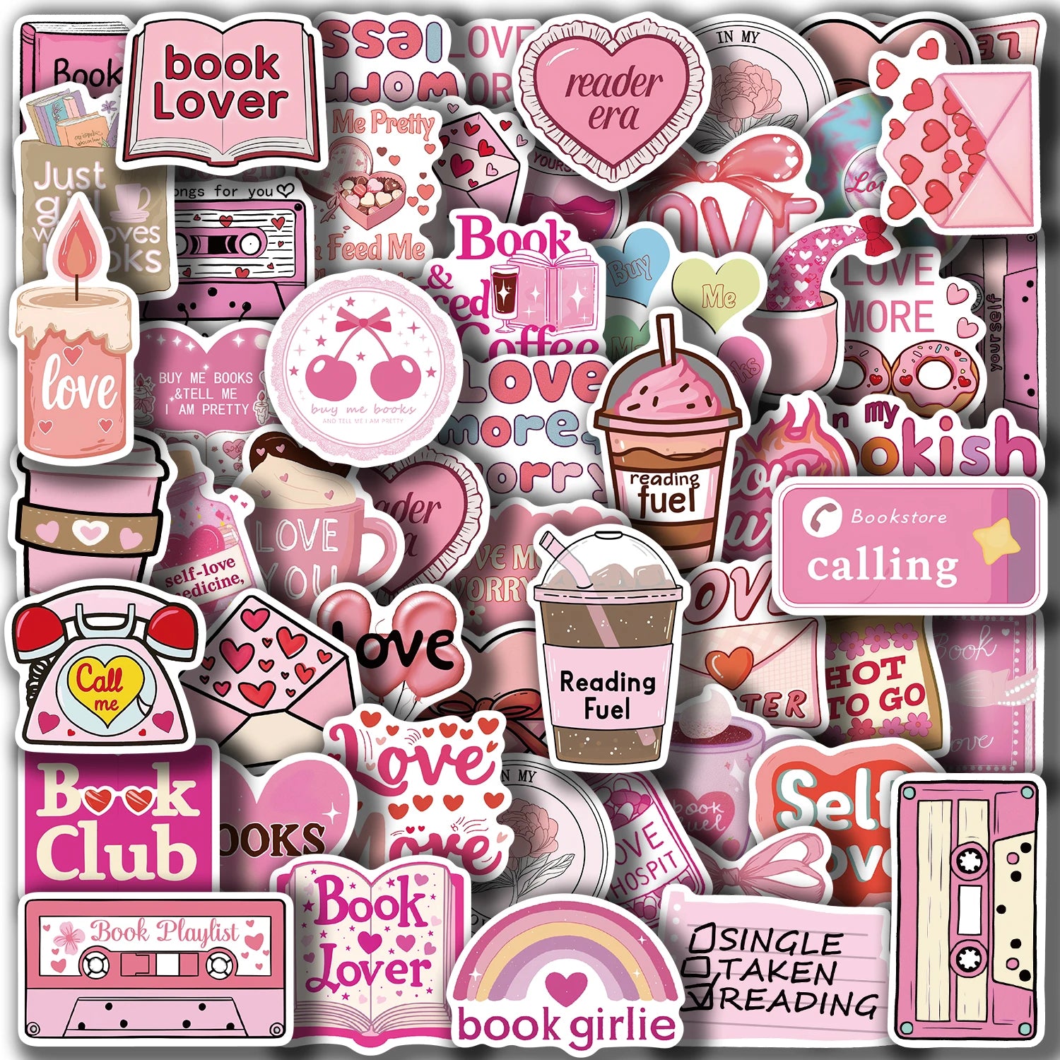 50 Pcs Pink Lover Cartoon Graffiti Stickers for Decorating Guitars, Notebooks, and Luggage. DIY Waterproof Sticke