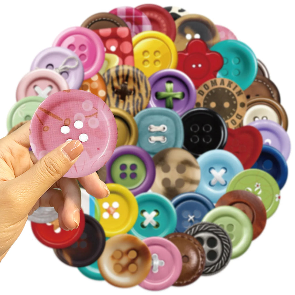 50PCS Cartoon Button Graffiti Stickers Waterproof DIY Stickers Decorative Stationery Water Cup Motorcycle Scooter Sticker