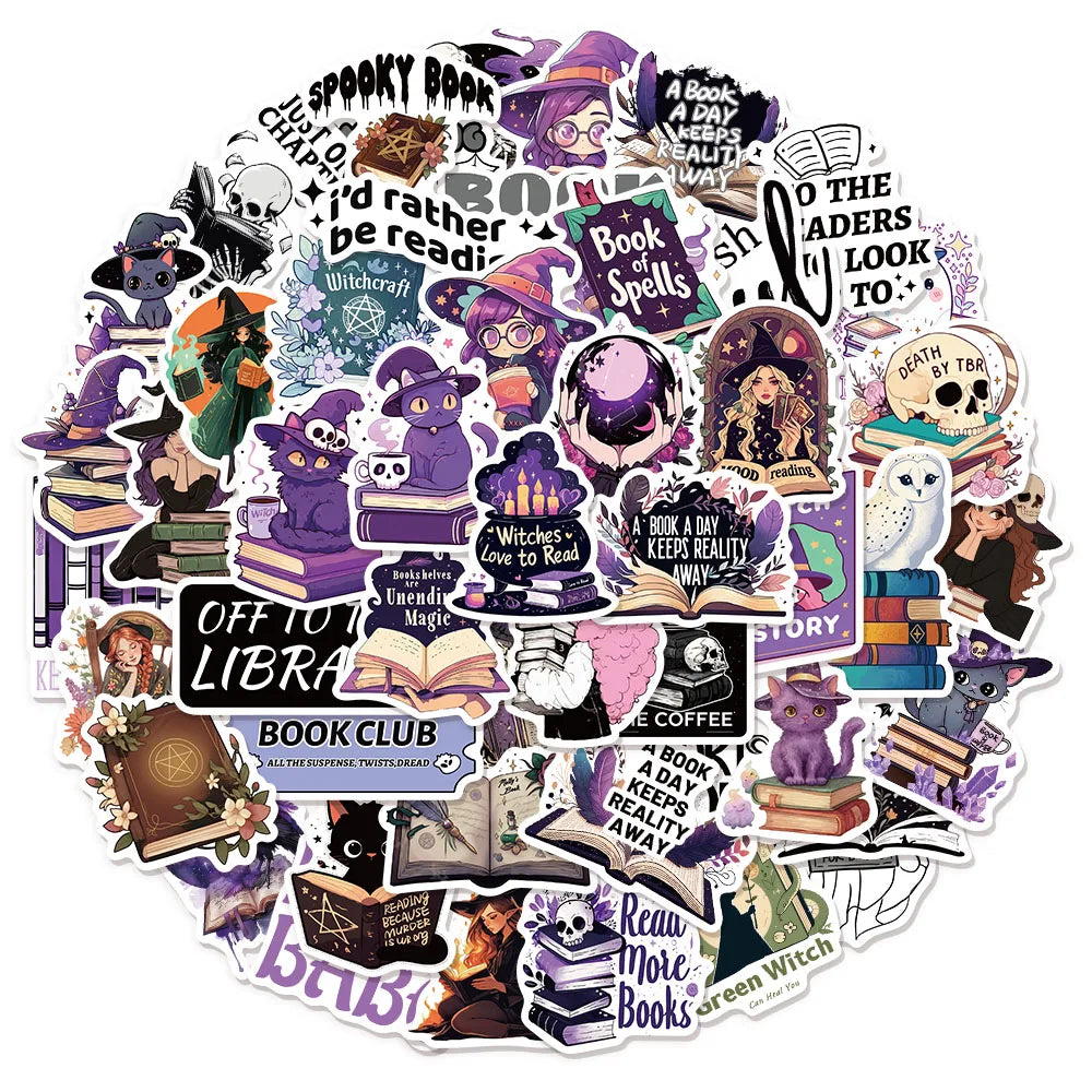 50/100PCS Witch Book Scroll Stickers Fun Graffiti DIY Manual This Label Decoration Phone Case Tablet Waterproof Stickers Toy