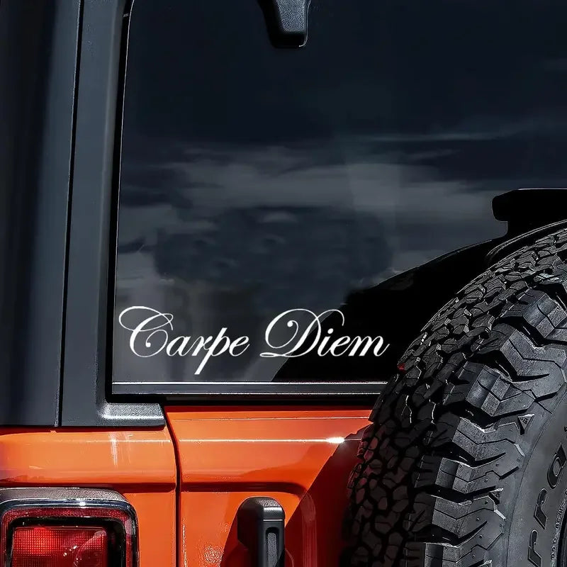 Carpe Diem Funny Car Stickers For Laptop Water Bottle Phone Car Truck Van SUV Motorcycle Vehicle Paint Crafts Decals Auto Access