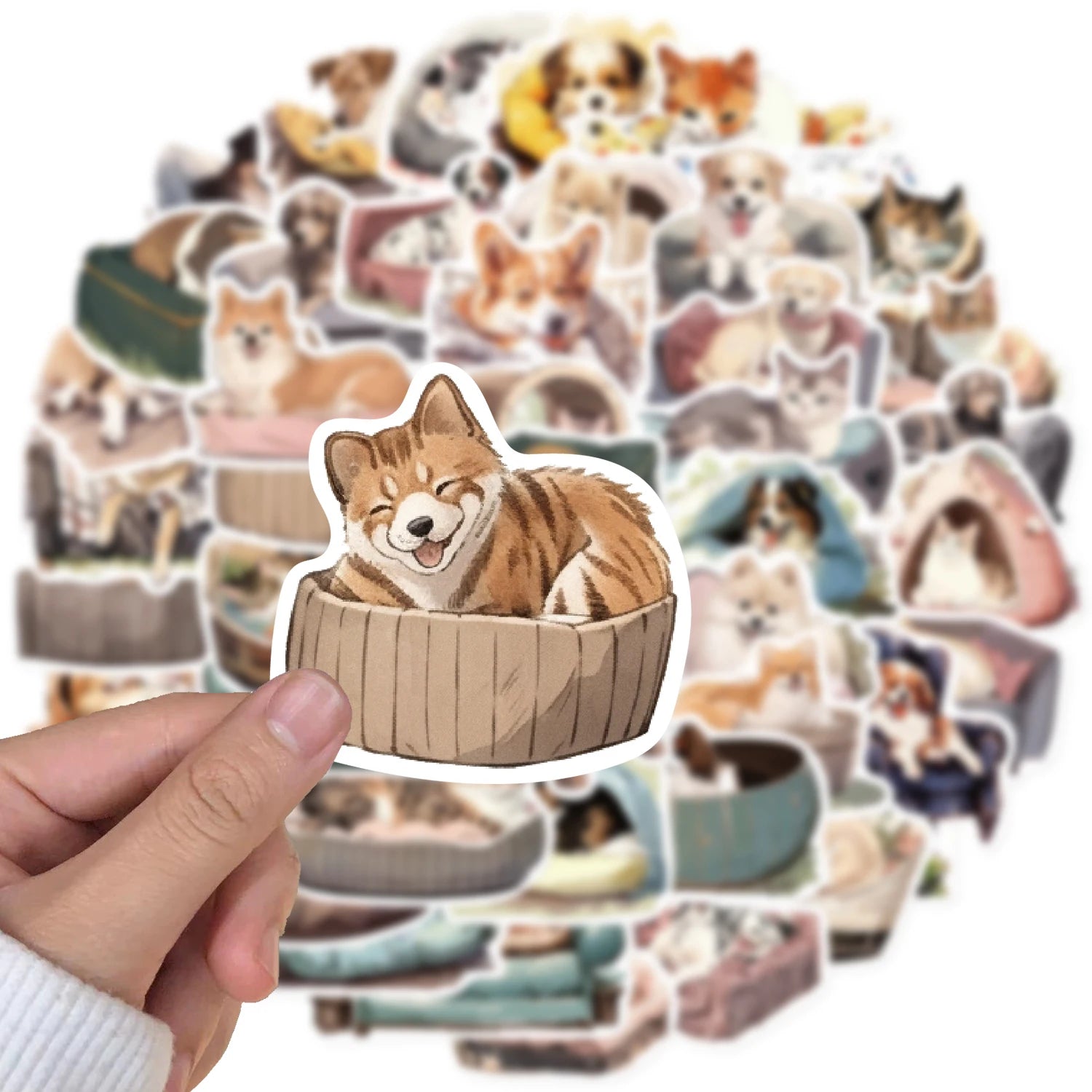 50PCS Comfortable cats and dogs Sticker Nostalgia Animal Phone Laptop Cafe Scrapbooking Art Picture Suitcase Expression Stickers