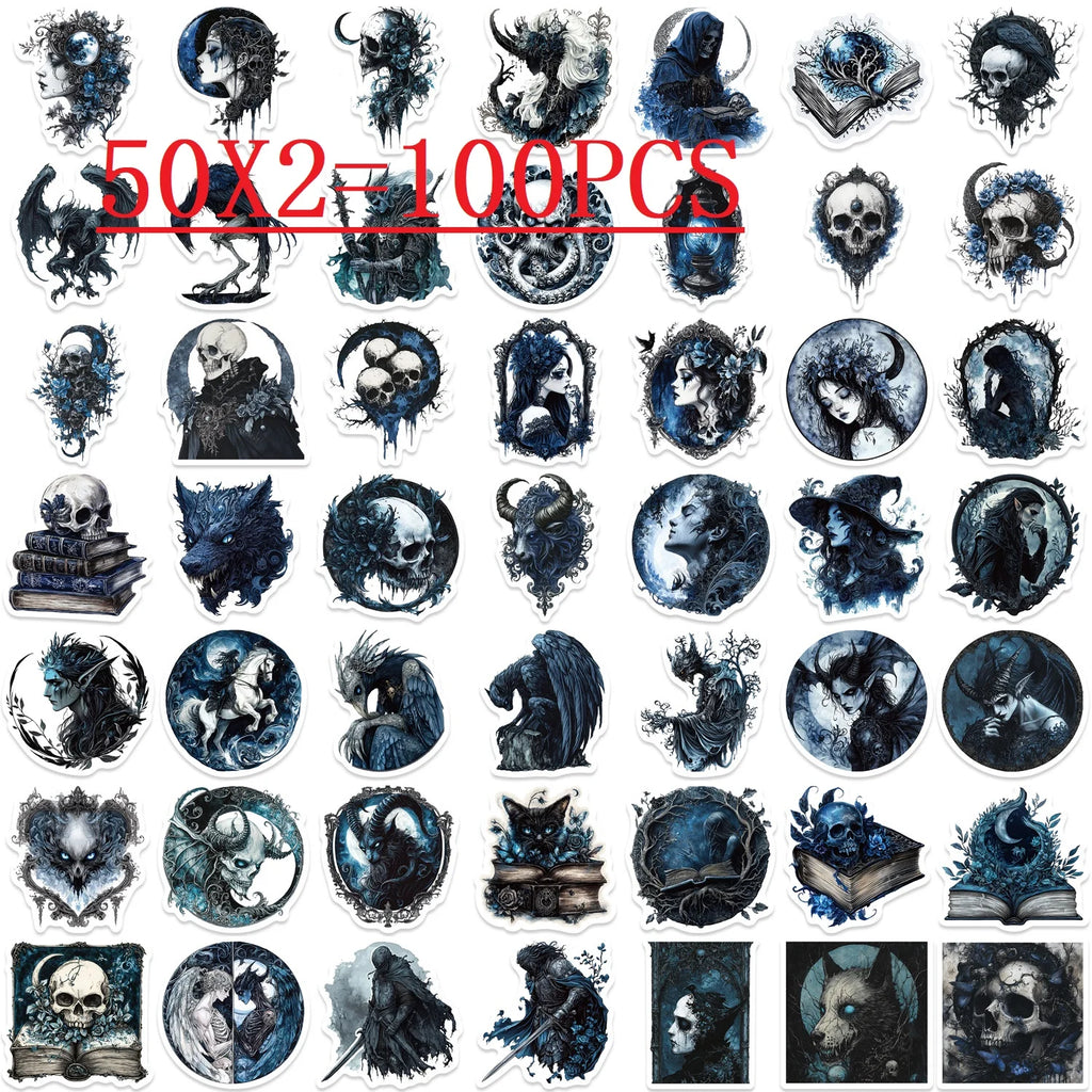 50/100PCS Cartoon Dark Gothic Graffiti Stickers Decorative Guitar Notebook Luggage DIY Stationery Waterproof Stickers