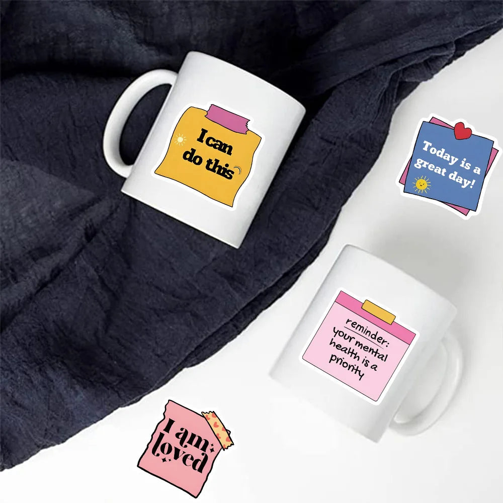50pcs Self-adhere Motivational labels Cartoon Graffiti Stickers Phone Guitar Laptop Notebook Suitcase Water Bottle Waterproof