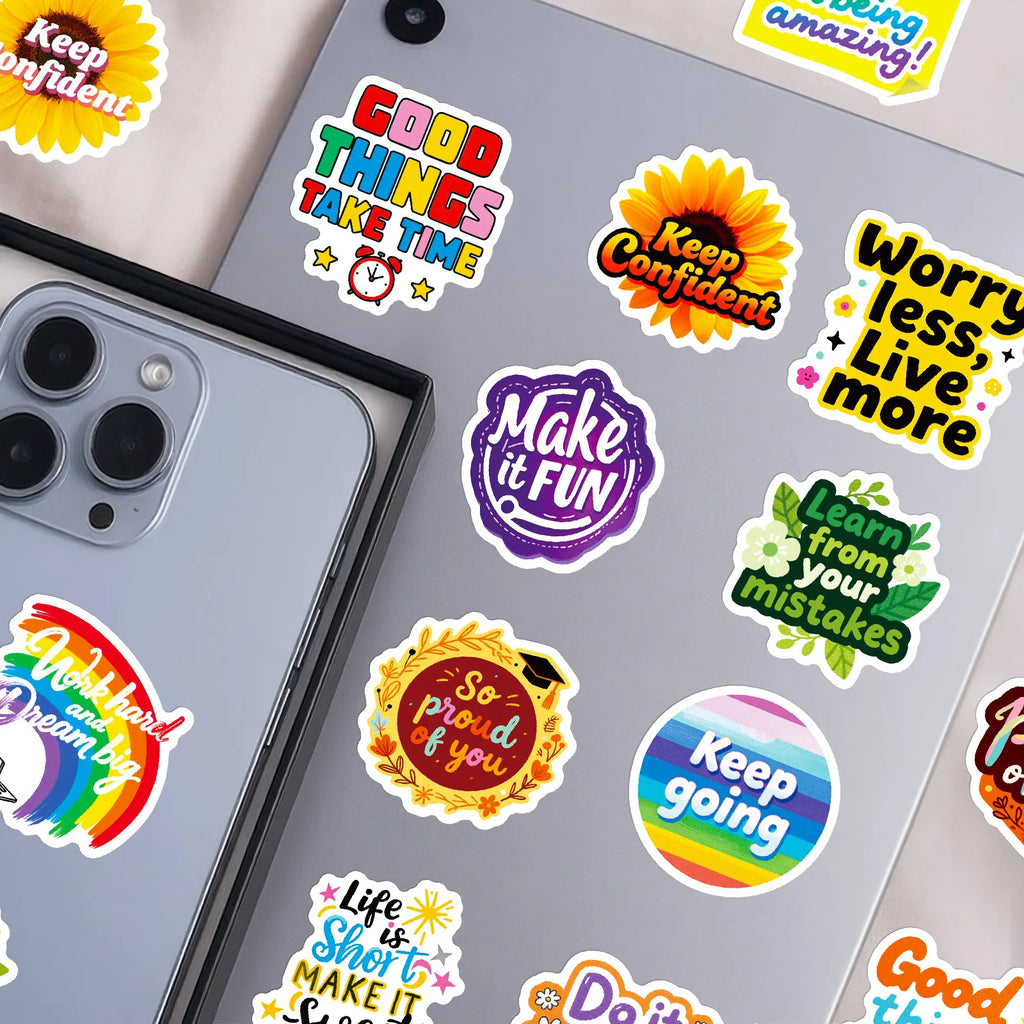 56-Piece Motivational Graffiti Sticker Set Student Stationery Notebook Phone Helmet Decor Waterproof Decals