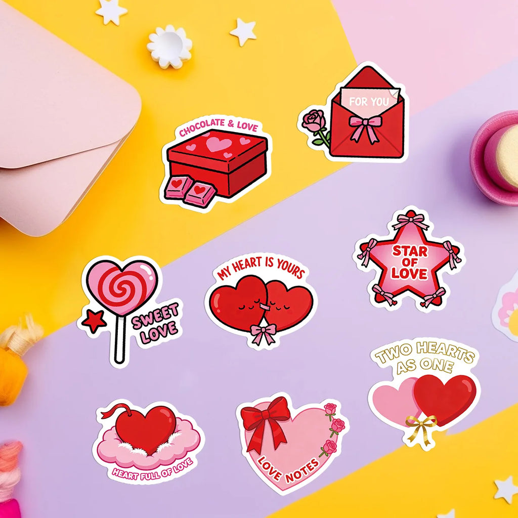 50/100PC Valentine's Day Graffiti Stickers, Water Cups, Luggage Waterproof Decoration Stationery Stickers