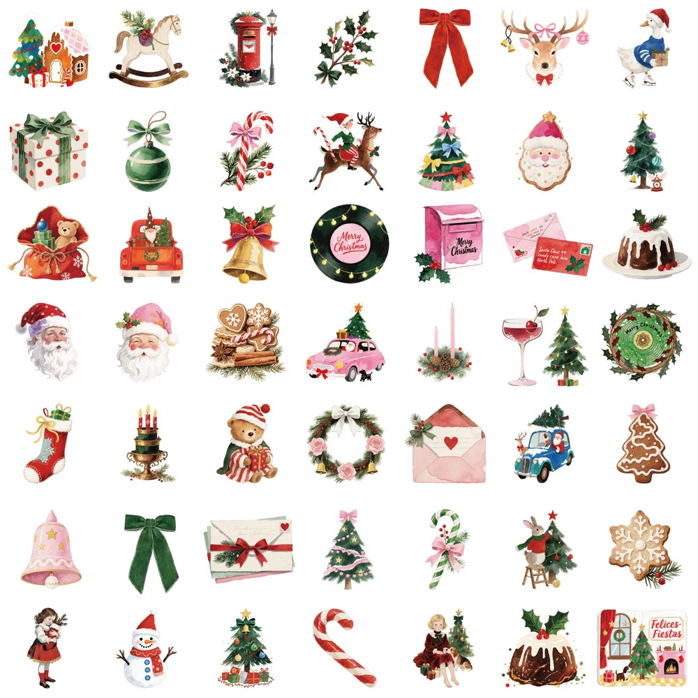 50PCS Christmas Aesthetics Stickers Notebook Laptop Coffee Phone Motorcycle Cup Supplies PVC Notebook Scrapbooking Sticker