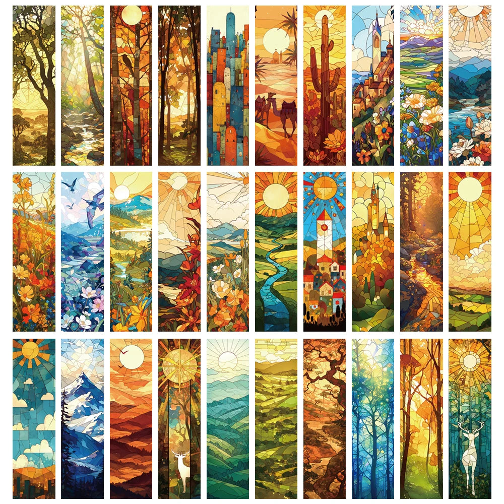 30PCS Velaris Terrasen Lunathion Trio Stained Glass Bookmarks Cartoon Annotations Gift Aesthetic Reading Books Gifts Bookmark