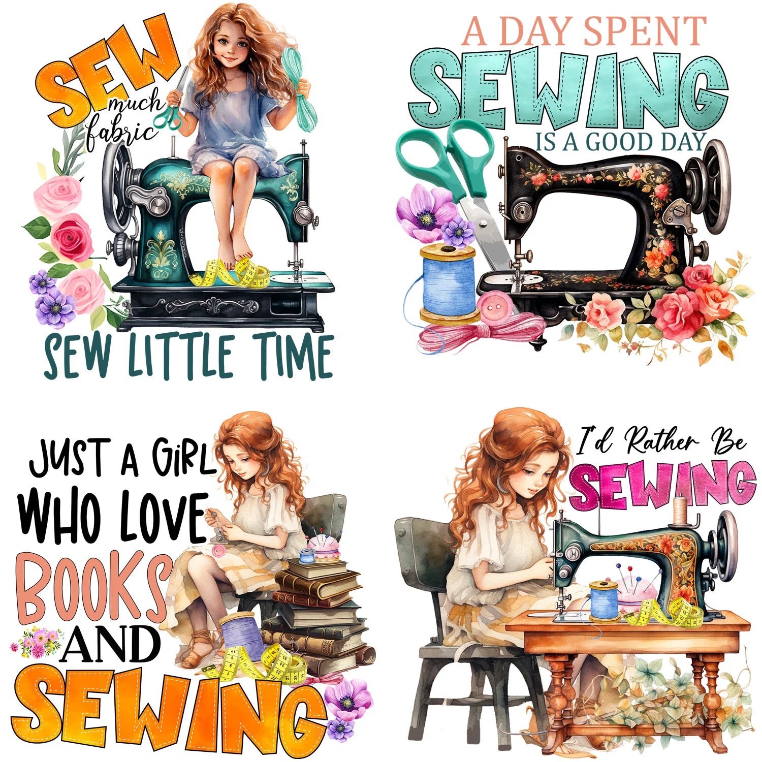 4/12 sheet Sewing Machine DIY Theme Iron-On Applique Patches T-shirt Heat Transfer DIY Clothing, T-shirts, Mask, Jeans, Backpack