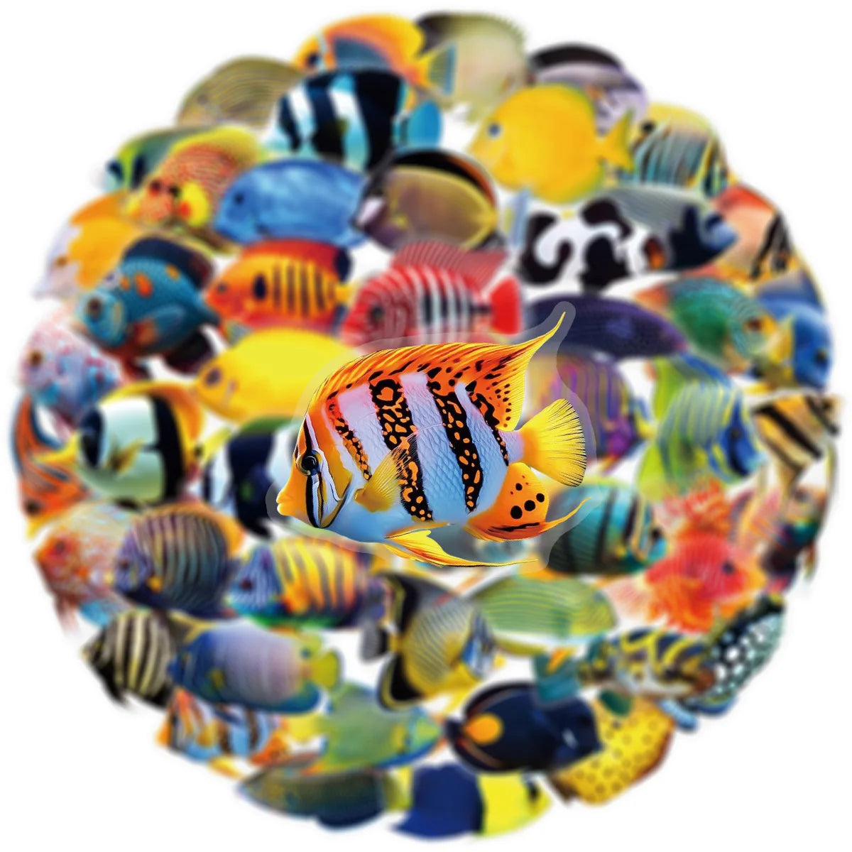 50/100 Pcs PET Transparent Marine Fish Clownfish Stickers Thick Waterproof for Phone Case Scrapbook Suitcase Cup Aquarium Decals