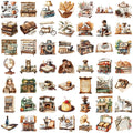 50/100PCS Transparent PET Retro Coffee Sticker Pack Waterproof Decorative Guitar Notebook Stickers