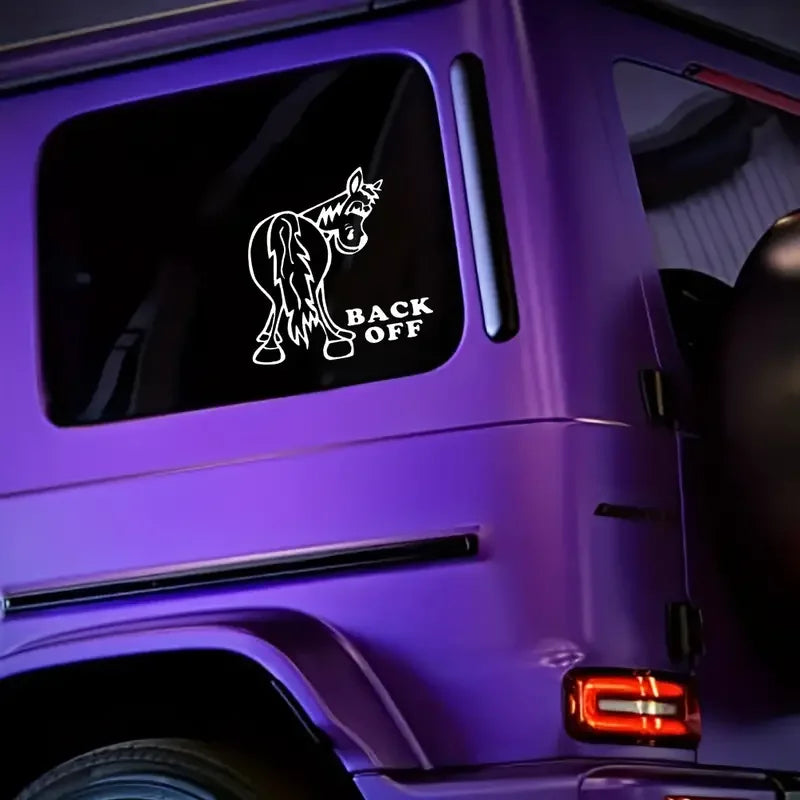 Back Off Horse Graphic Funny Car Stickers For Laptop Water Vehicle Paint Window Wall Cup Toolbox Guitar Scooter Decals Auto Acce